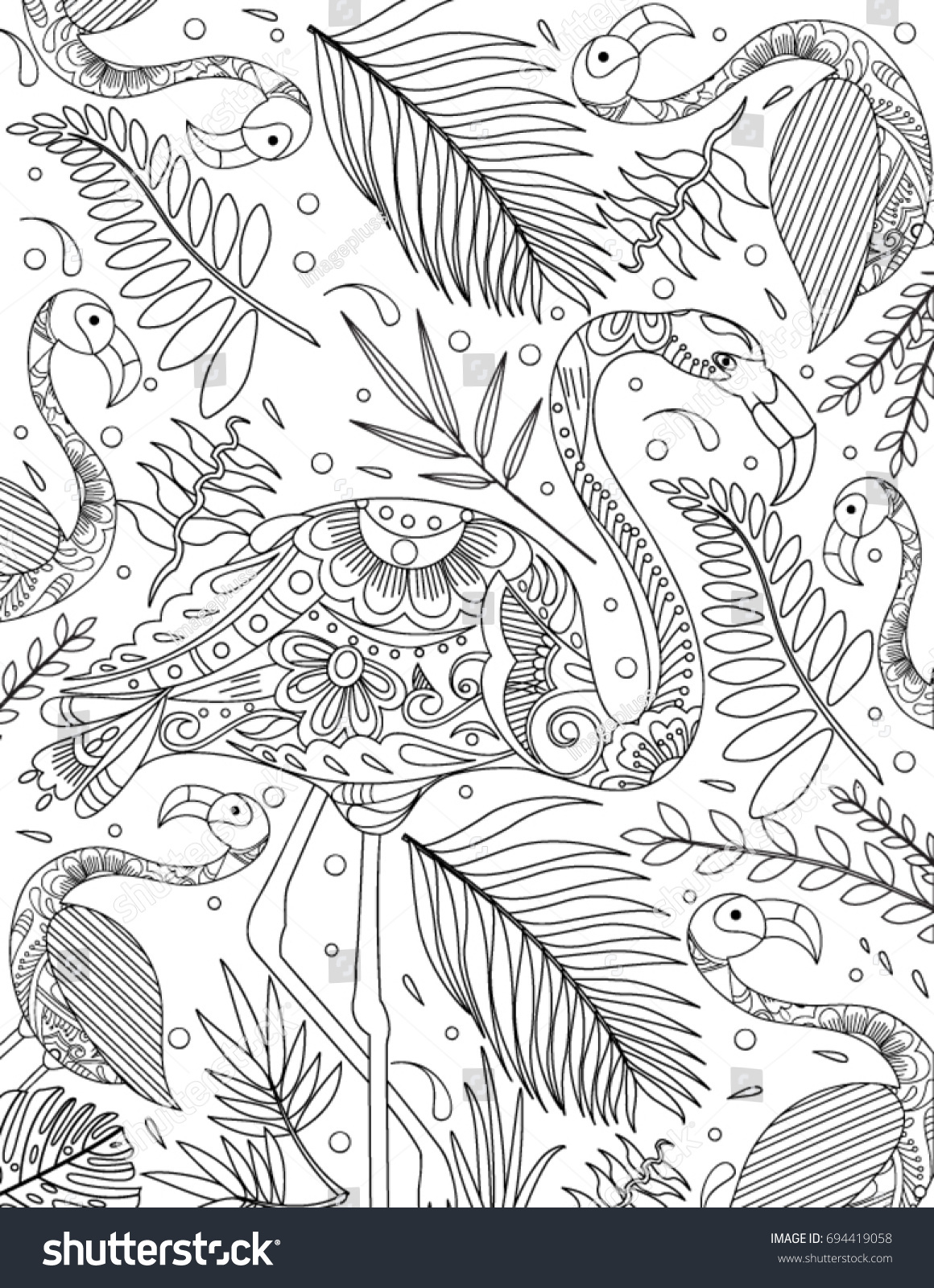 flamingo coloring book page