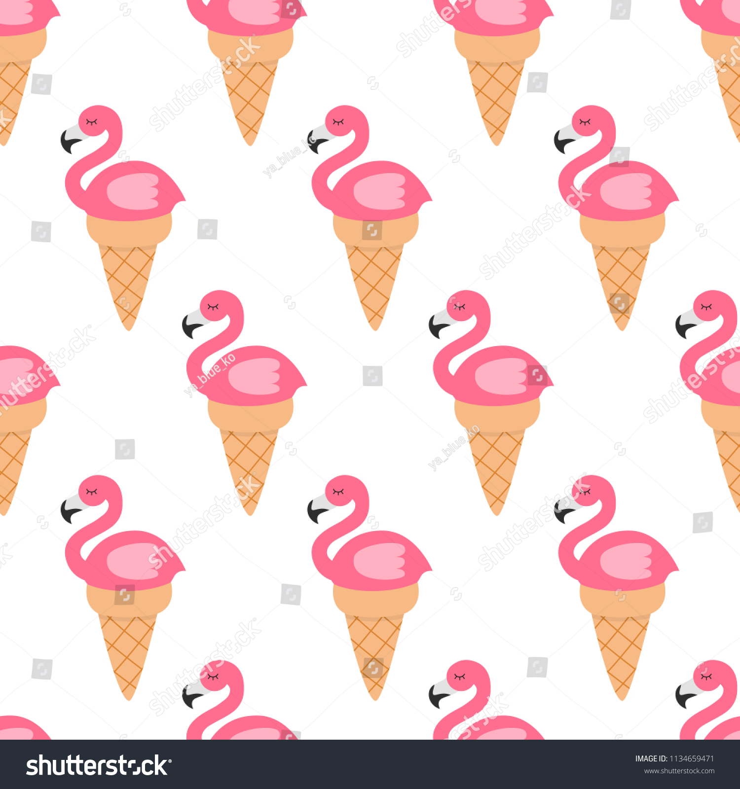 flamingo ice cream cone seamless pattern stock vector royalty free 1134659471