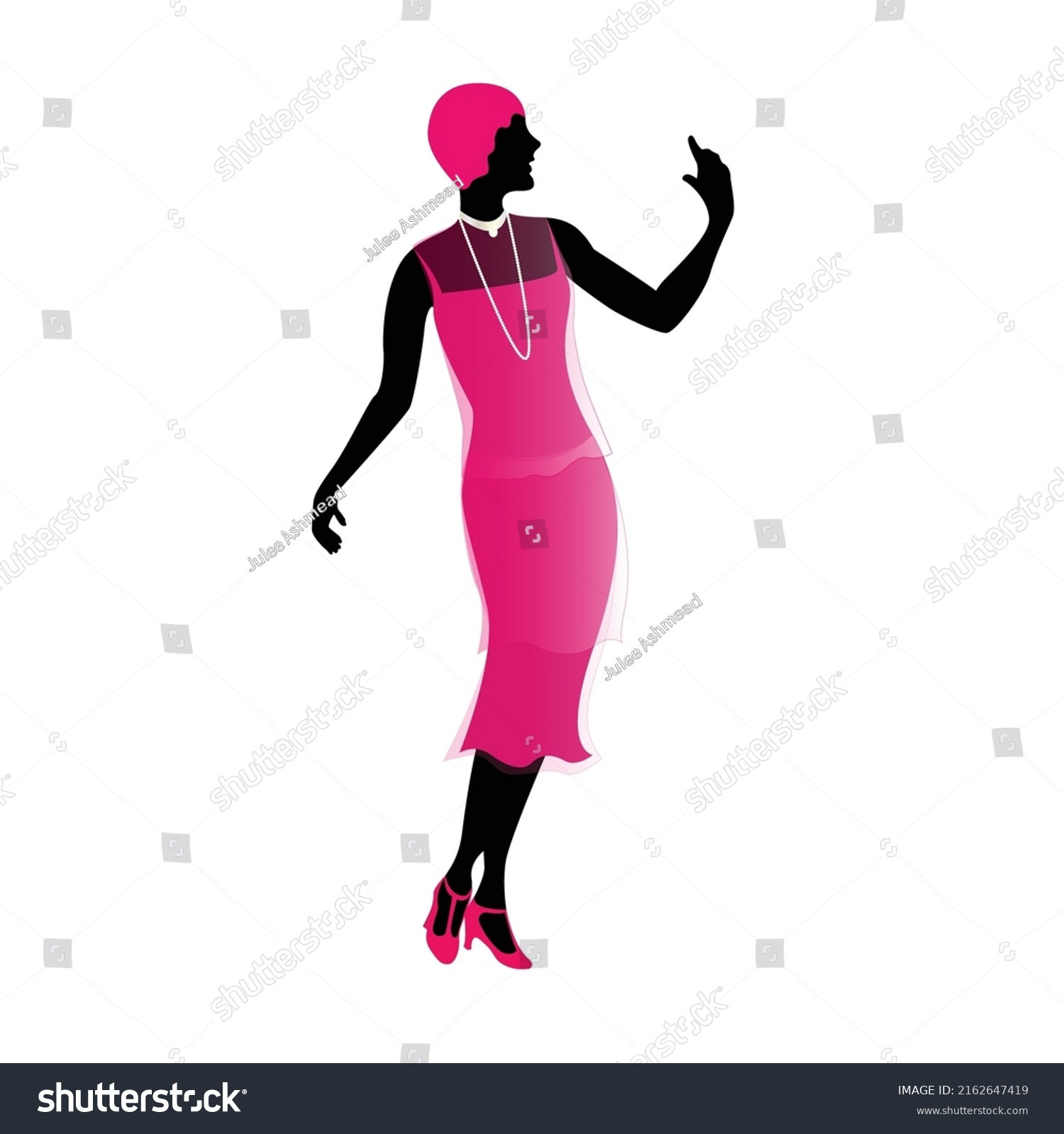 Flapper Girl Silhouette Vector Illustration Stock Vector Royalty Free