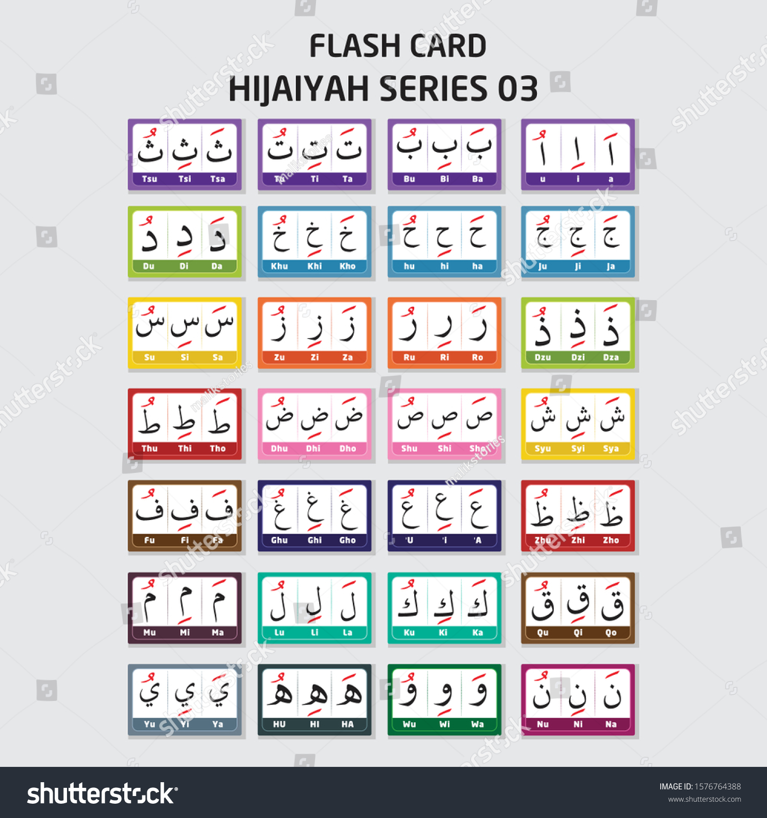 Flash Card Hijaiyah Printable Hijaiyah Education: vector de stock ...