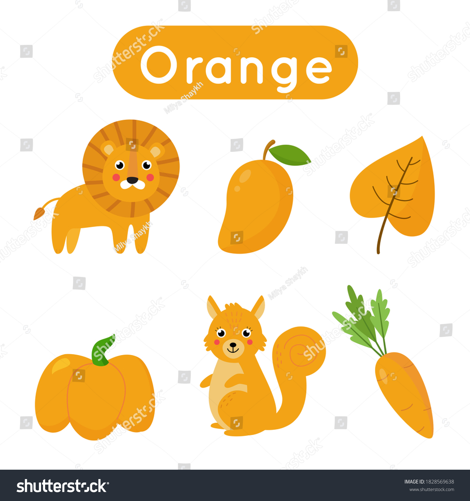 Flash Cards Learning Practicing Colors Objects Stock Vector ...