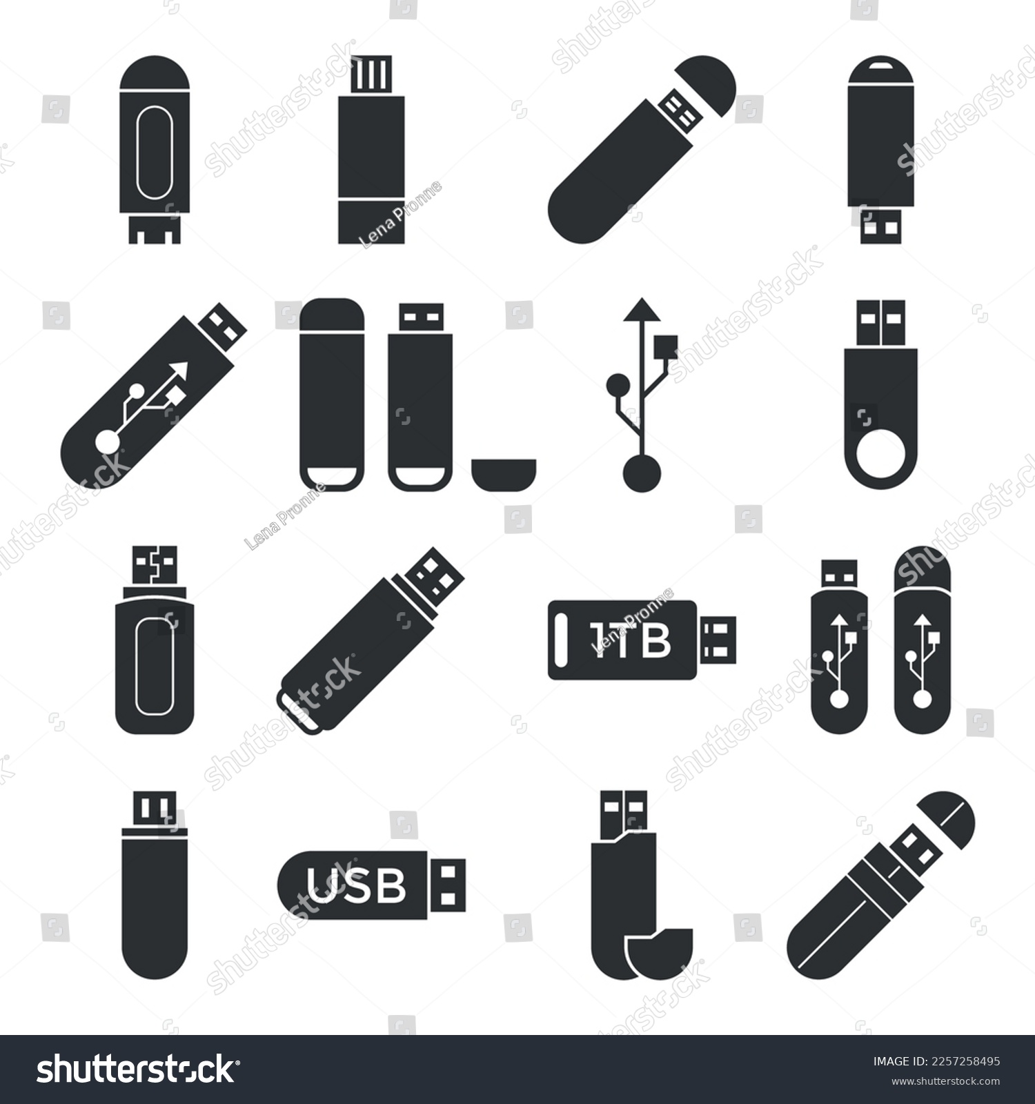 SVG of Flash drive flat icons, set silhouette data storage devices. svg