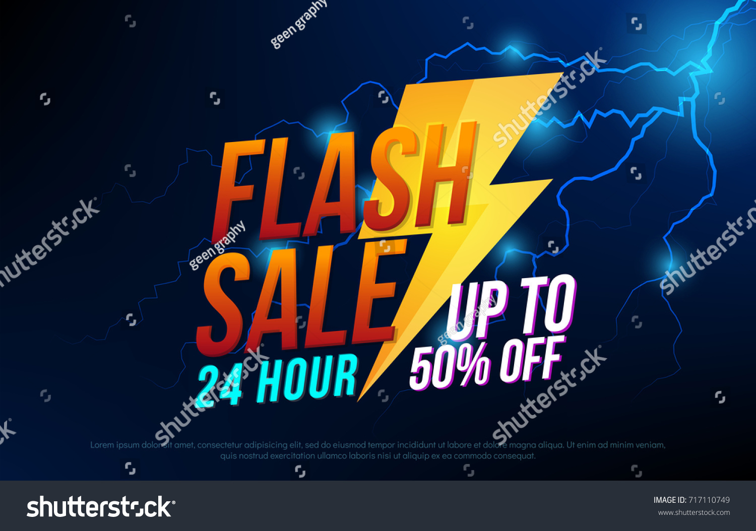 SVG of Flash sale bright banner with thunder design template for poster. One day big sale, special offer, clearance. Vector illustrator svg