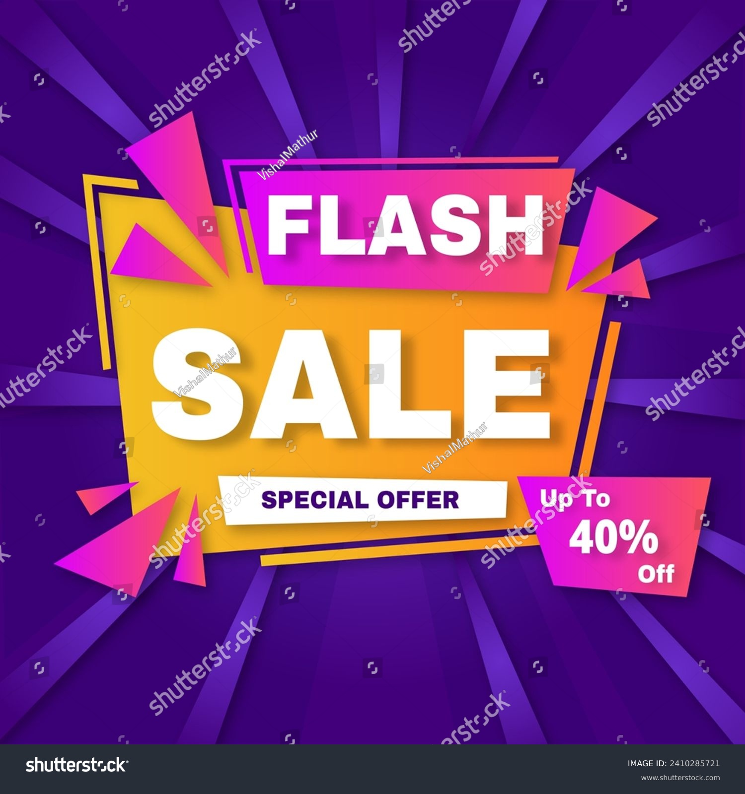 SVG of Flash Sale Vector flat design sale background with discount up to 40%. Special Offer. Vector illustration. Get discount 40%. svg
