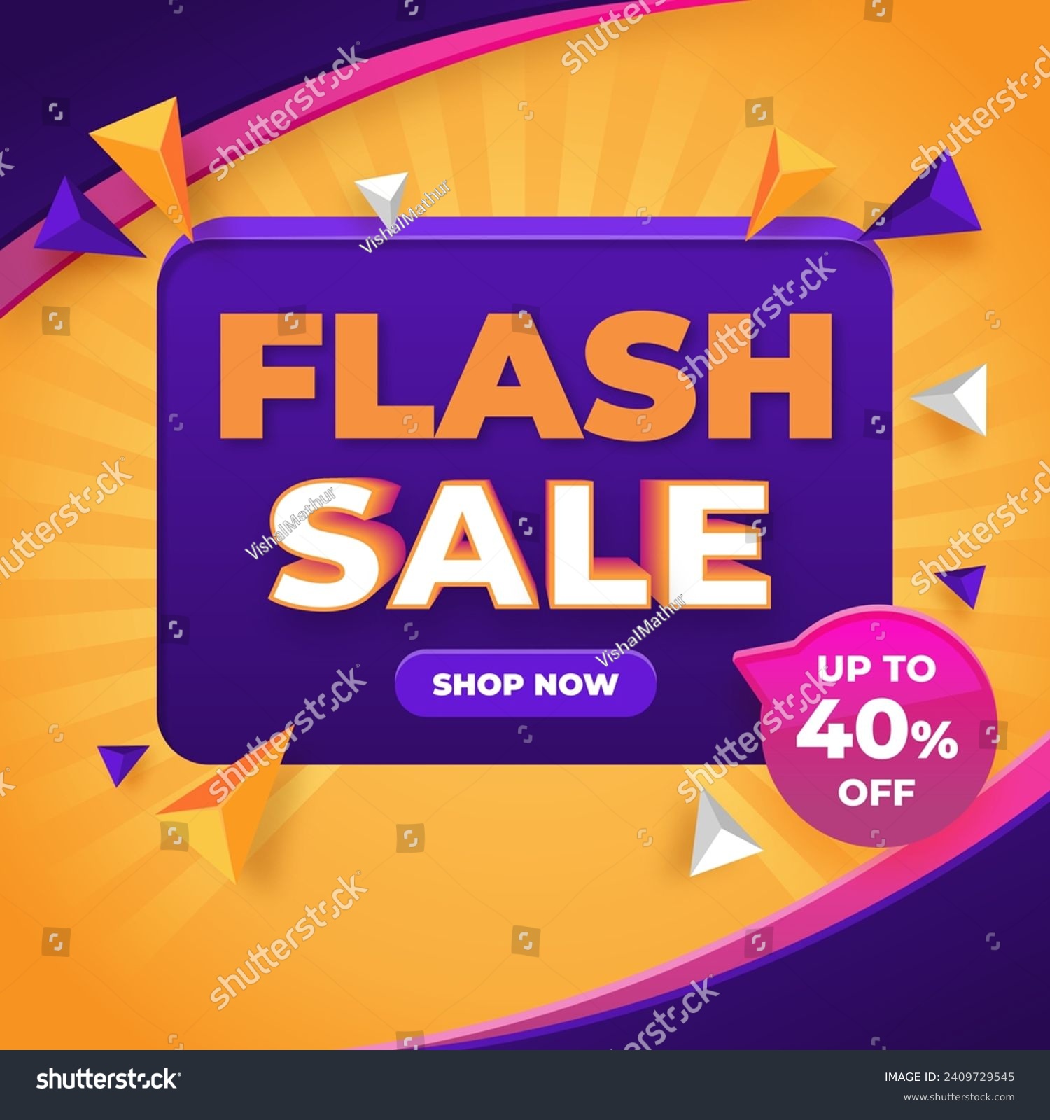 SVG of Flash Sale Vector Realistic 3d with discount up to 40%. Special Offer. Vector illustration. Shop Now. Get discount 40%. svg