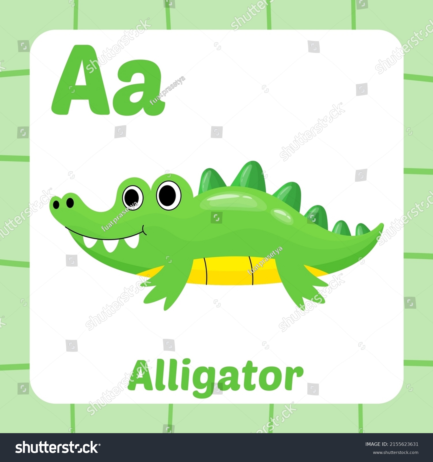 Flashcard Kids Alligator Vector Stock Vector (Royalty Free) 2155623631 ...