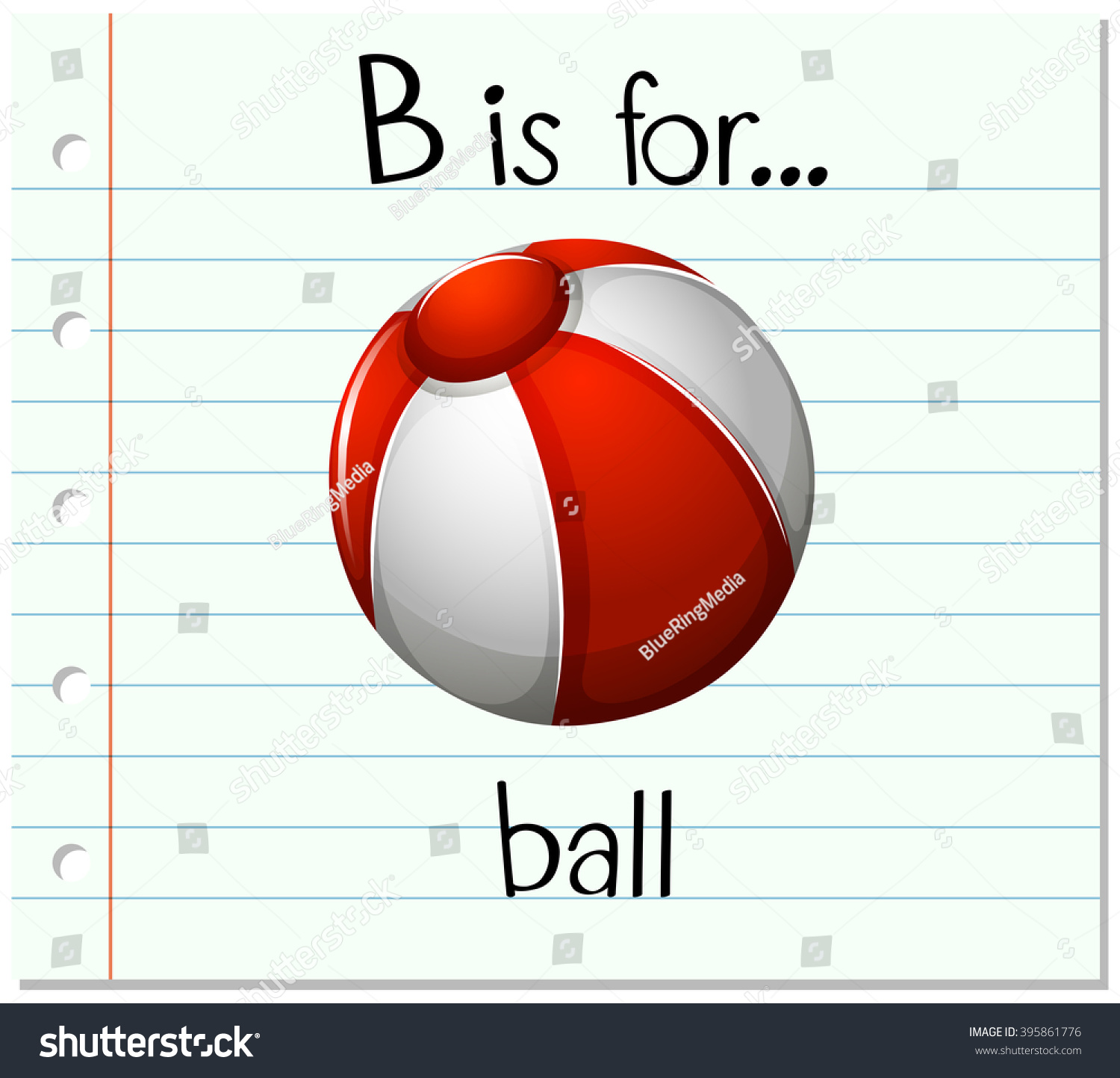 Flashcard Letter B Ball Stock Vector (Royalty Free) 395861776