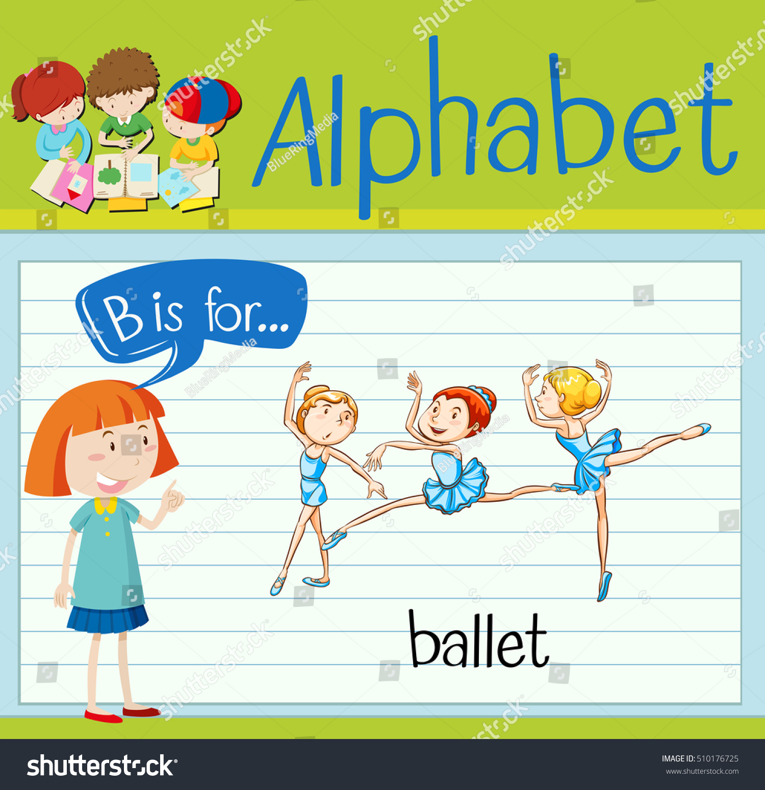 Flashcard Letter B Ballet Illustration: เวกเตอร์สต็อก (ปลอดค่าลิขสิทธิ์ ...