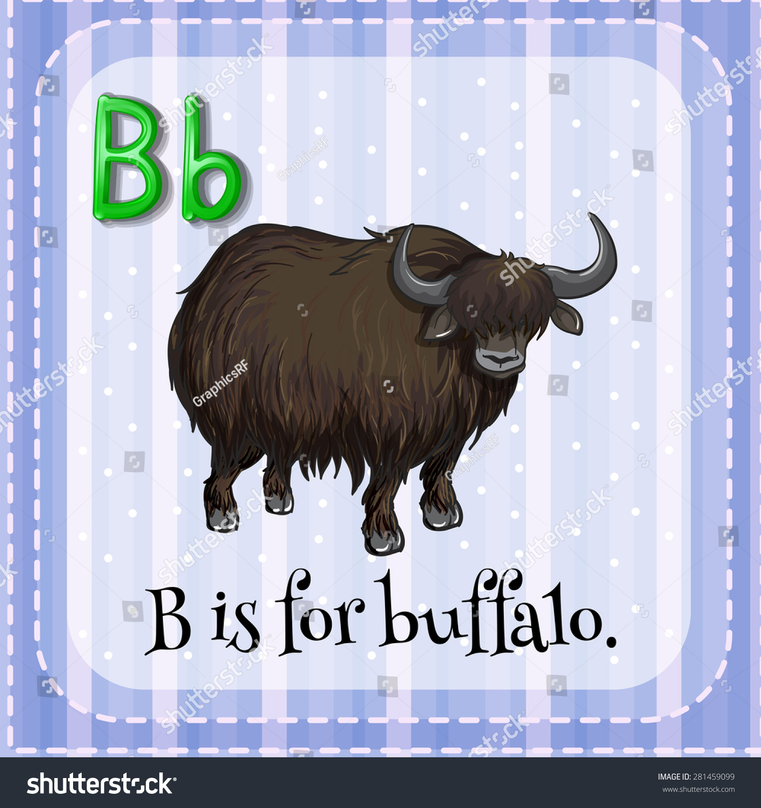 Flashcard Letter B Is For Buffalo Stock Vector Illustration 281459099 ...