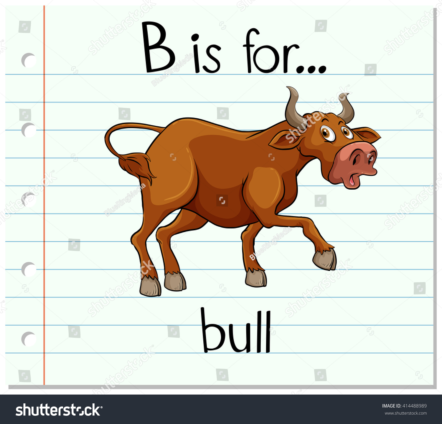 Flashcard Letter B Bull Illustration: เวกเตอร์สต็อก (ปลอดค่าลิขสิทธิ์ ...