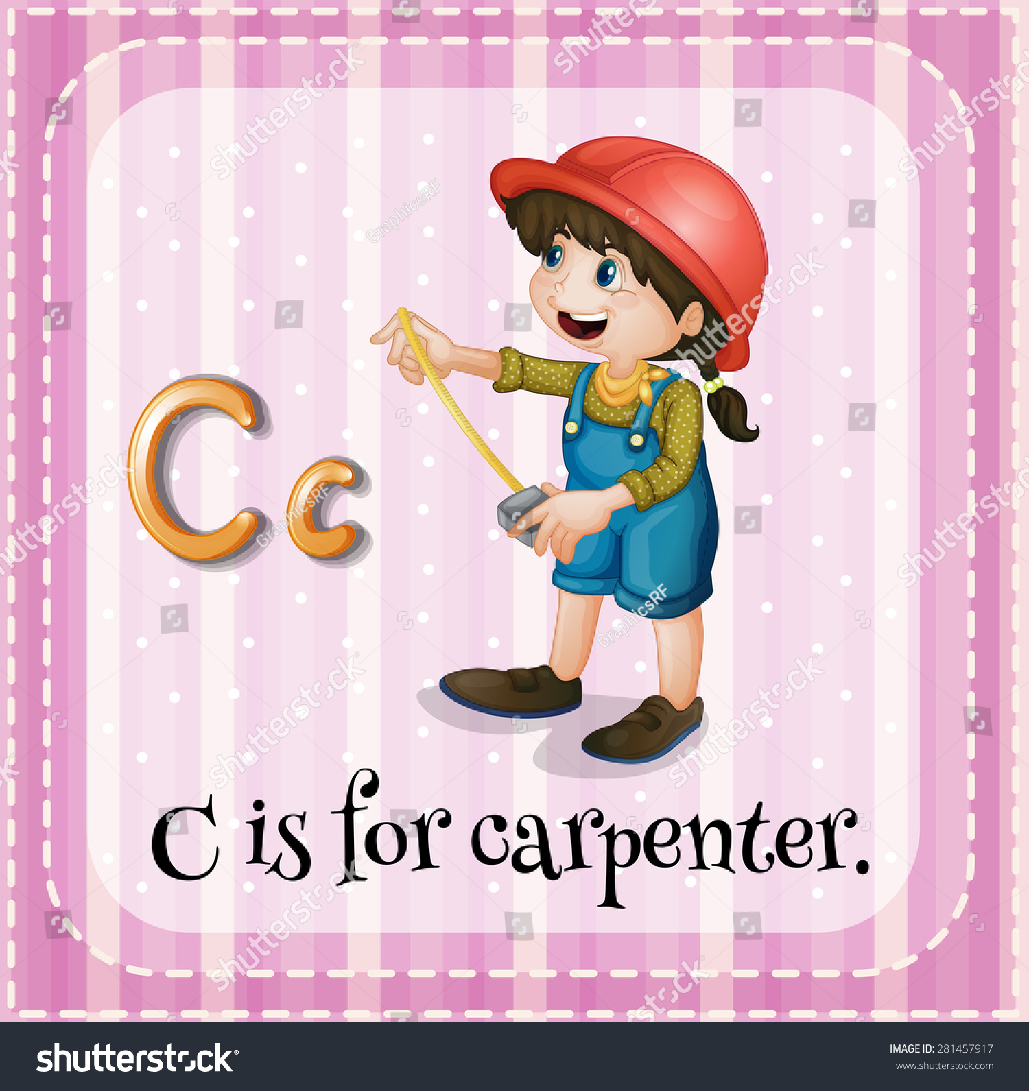 Flashcard Letter C Is For Carpenter Stock Vector