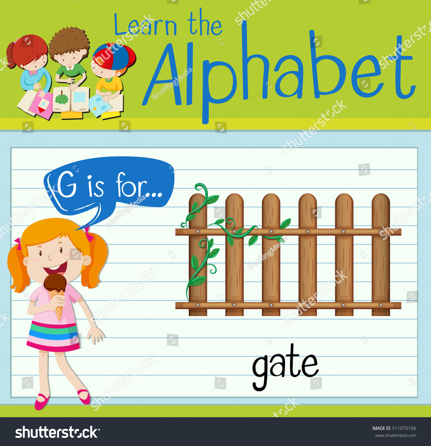 Flashcard Letter G Gate Illustration Stock Vector (Royalty Free ...