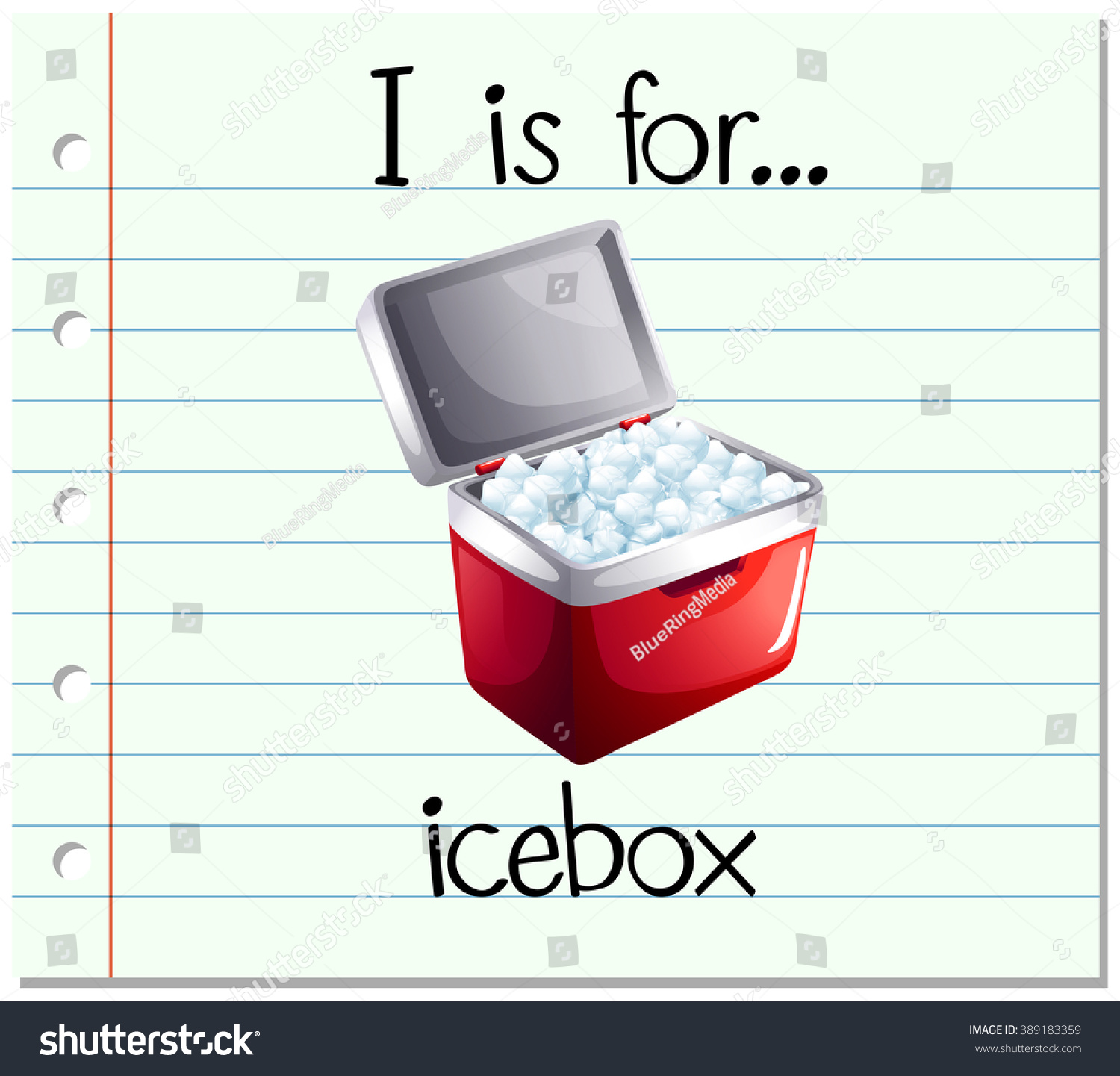 SVG of Flashcard letter I is icebox illustration svg