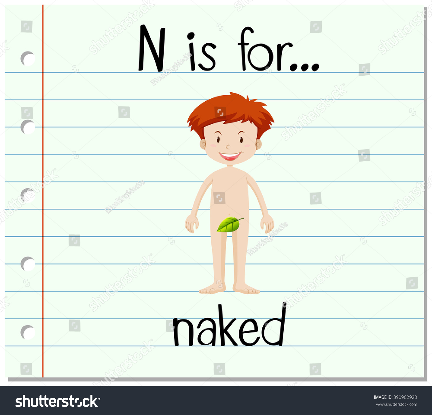 Flashcard Letter N Naked Illustration Vetor Stock Livre De Direitos Shutterstock