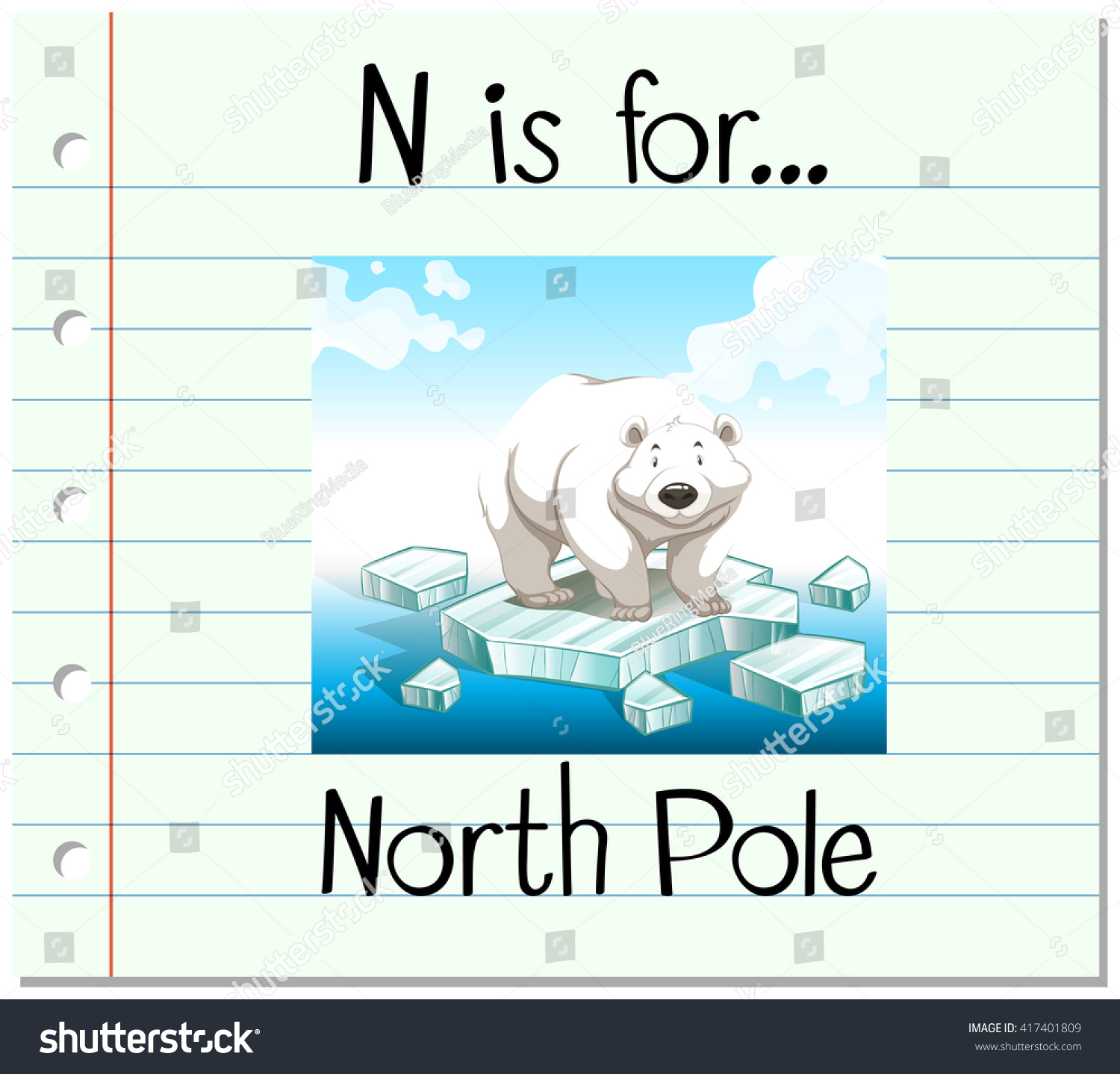 Flashcard Letter N North Pole Illustration Stock Vector Royalty Free