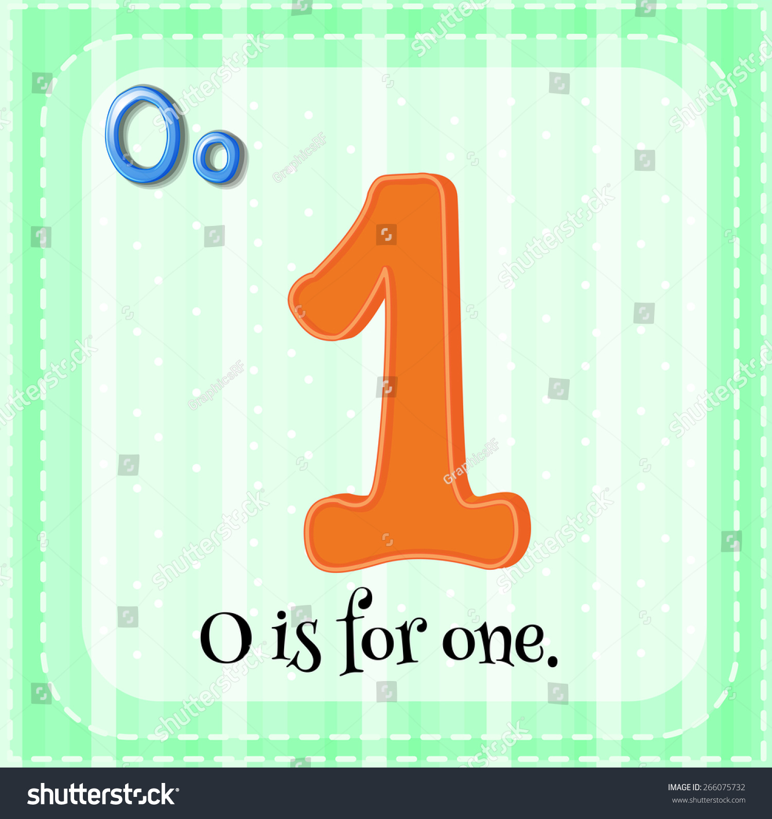 Flashcard Letter O One Stock Vector (Royalty Free) 266075732