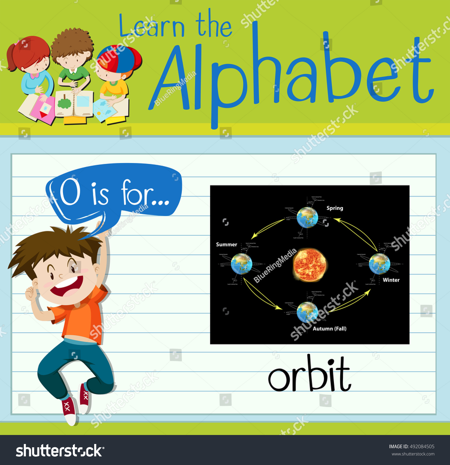 Flashcard Letter O Orbit Illustration Stock Vector (Royalty Free) 492084505