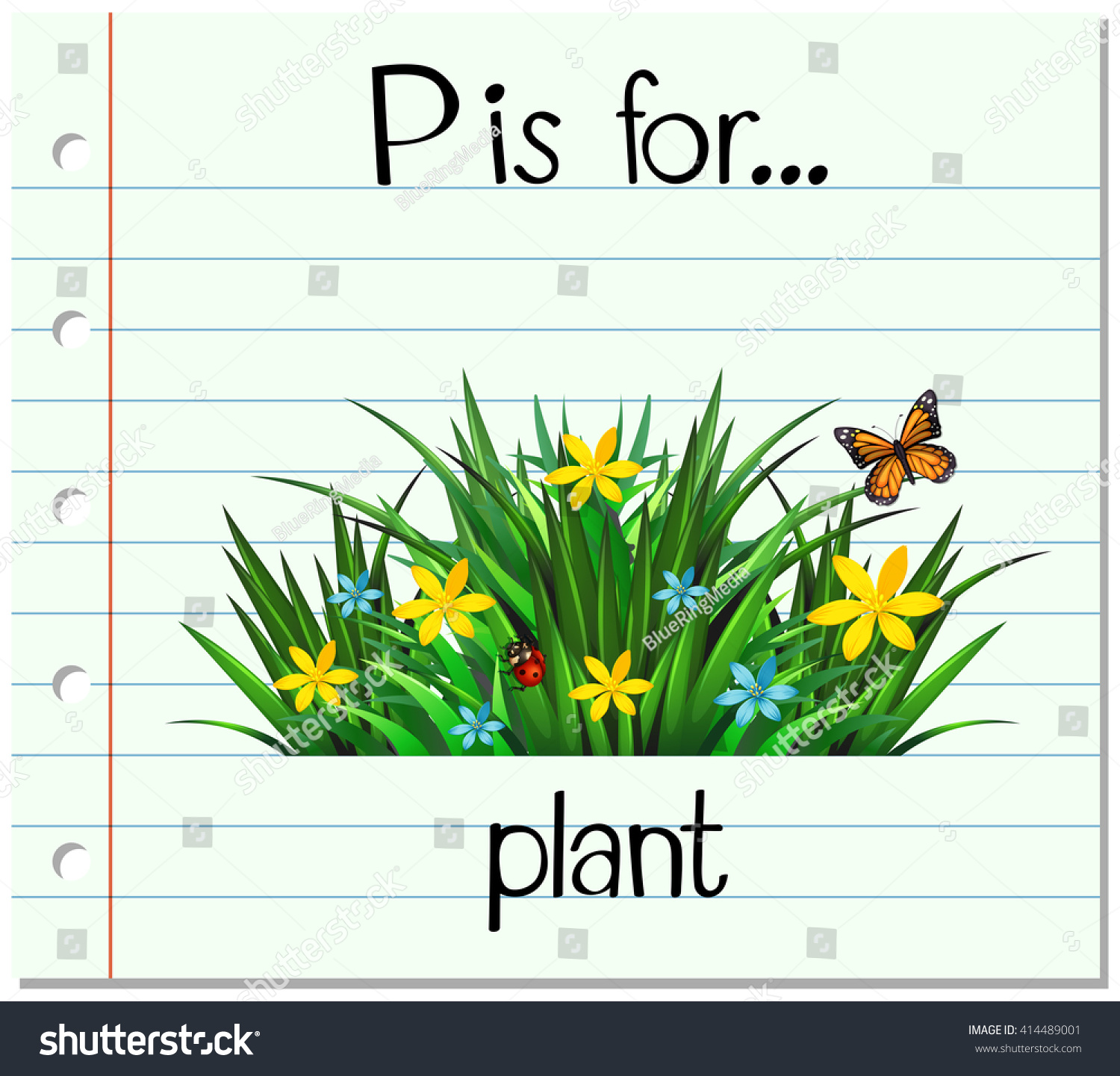 Flashcard Letter P Plant Illustration Stock Vector (Royalty Free ...