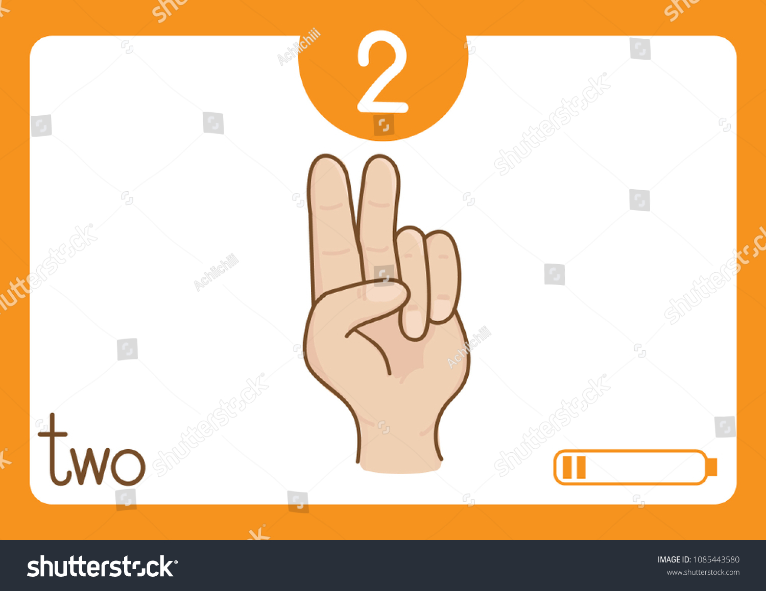 Flashcard Number 2 Stock Vector Royalty Free 1085443580