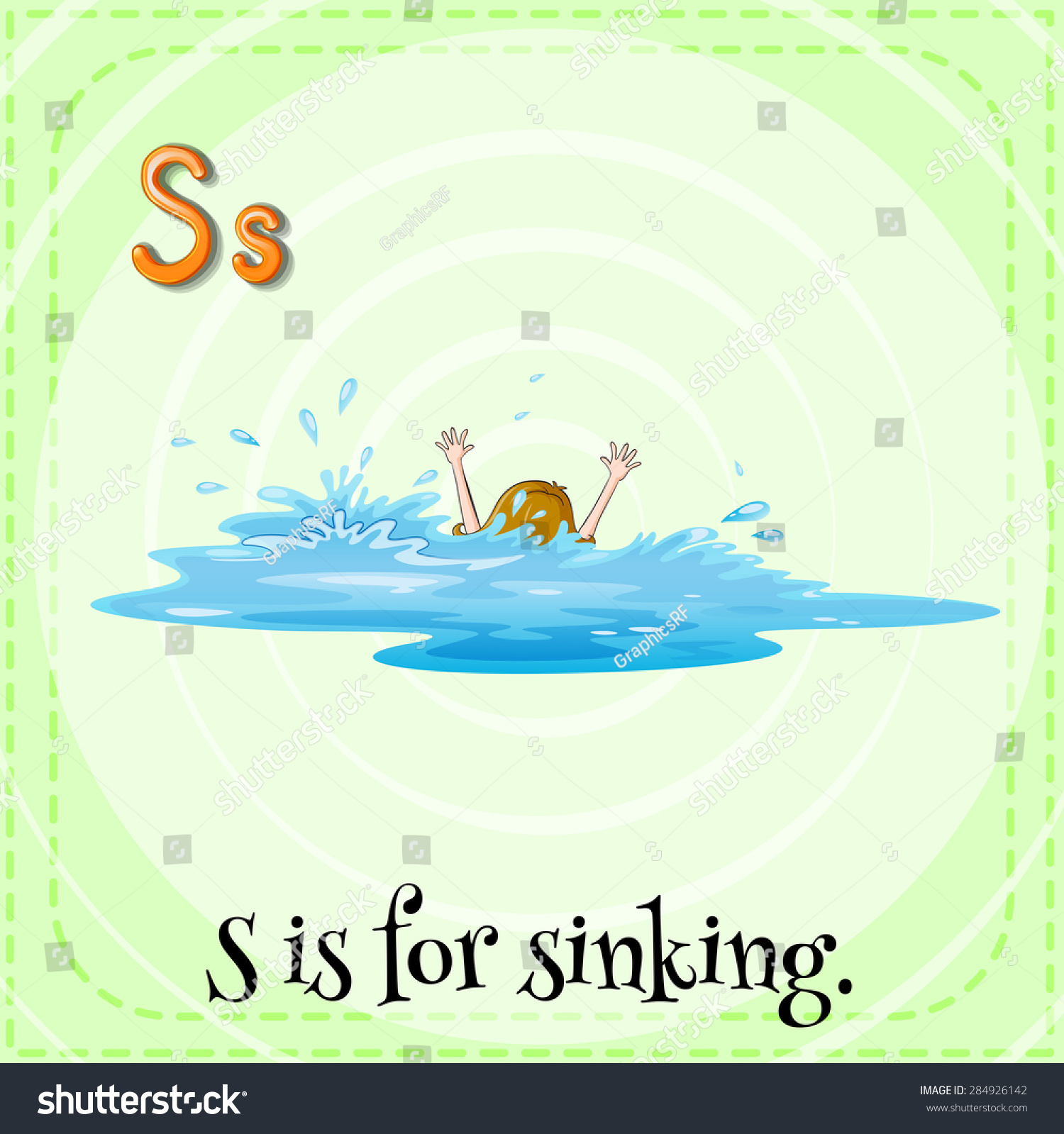 Flashcard Letter S Picture Girl Sinking Stock Vector (royalty Free 