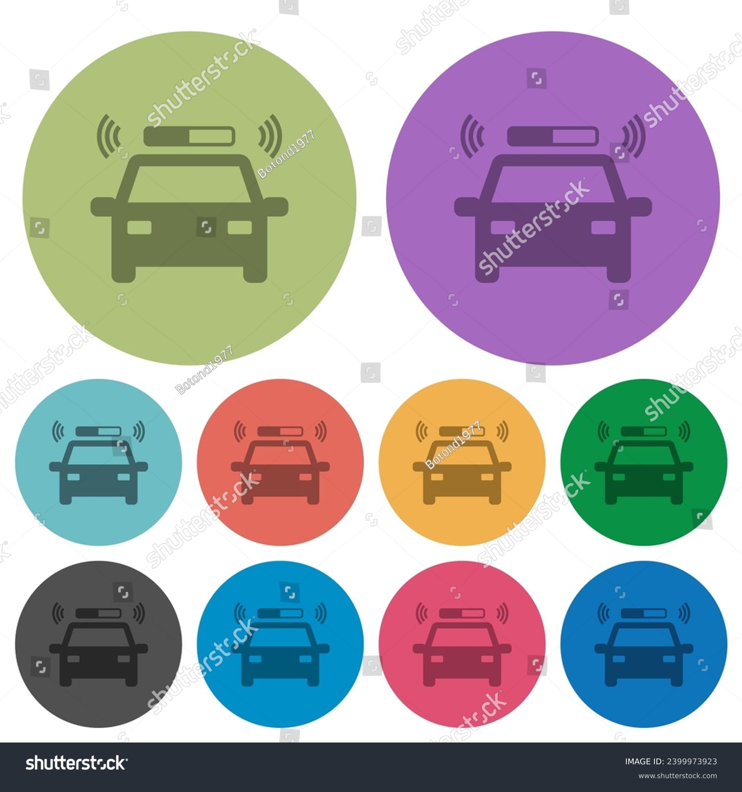 SVG of Flashing police car darker flat icons on color round background svg