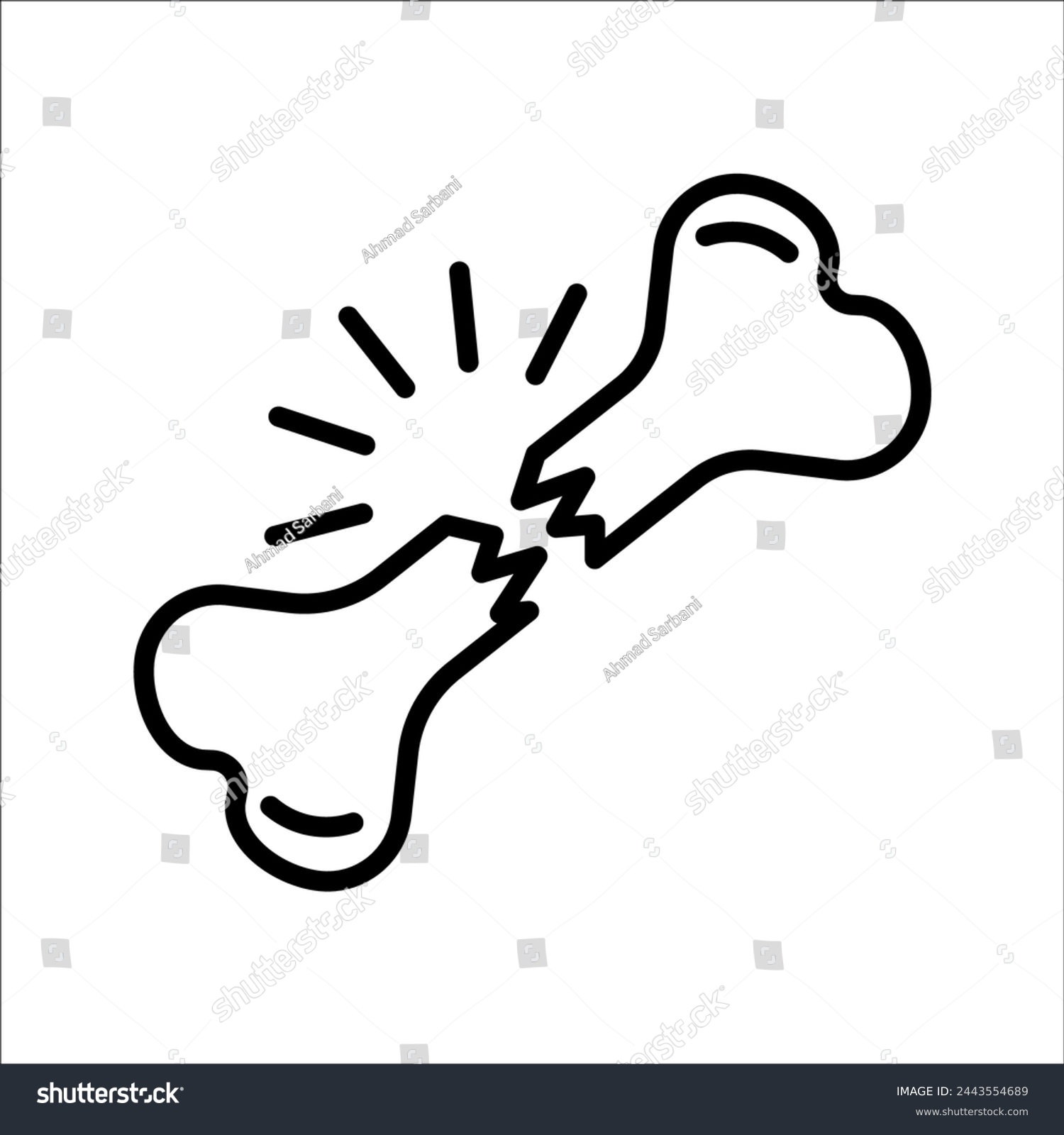 recommend clip art: Flat bone icon. High quality human body single outline symbol for web design or mobile app. Bone thin line sign for design logo, visiting card, etc. Outline bone pictogram