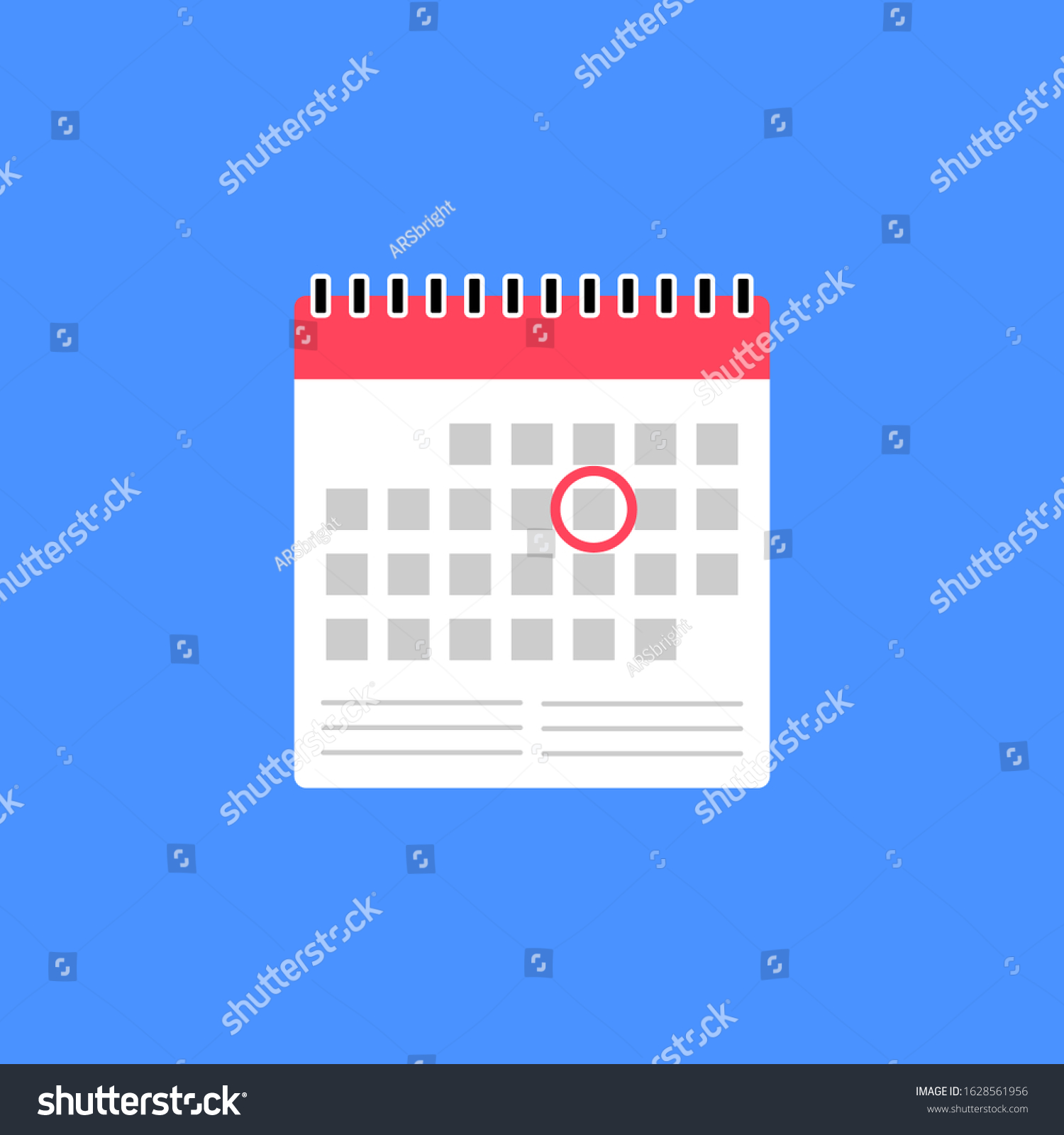 Flat Calendar Icon Small Red Circle Stock Vector Royalty Free