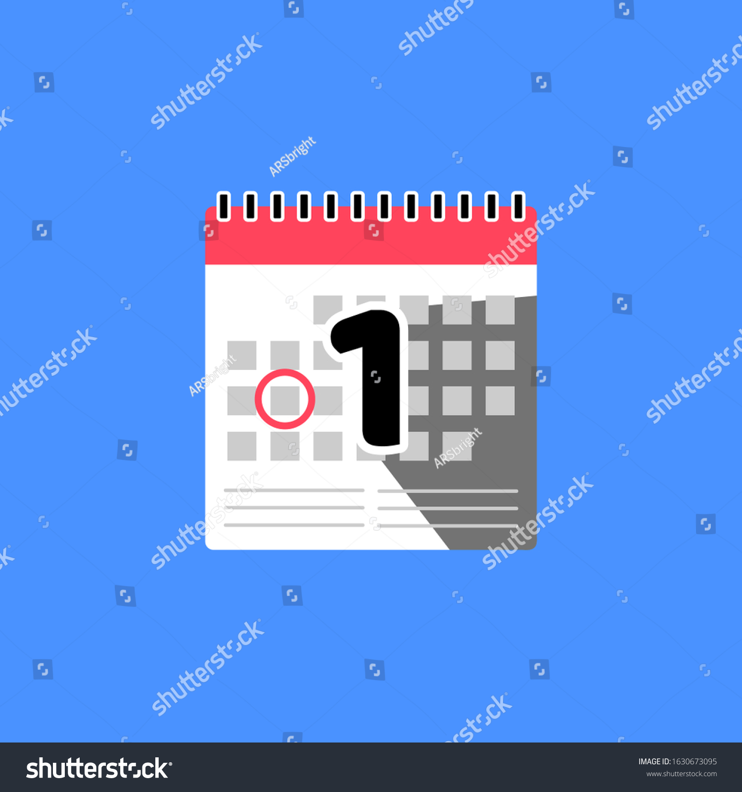 Flat Calendar Icon 1st Vector Illustration Stock Vector (Royalty Free ...