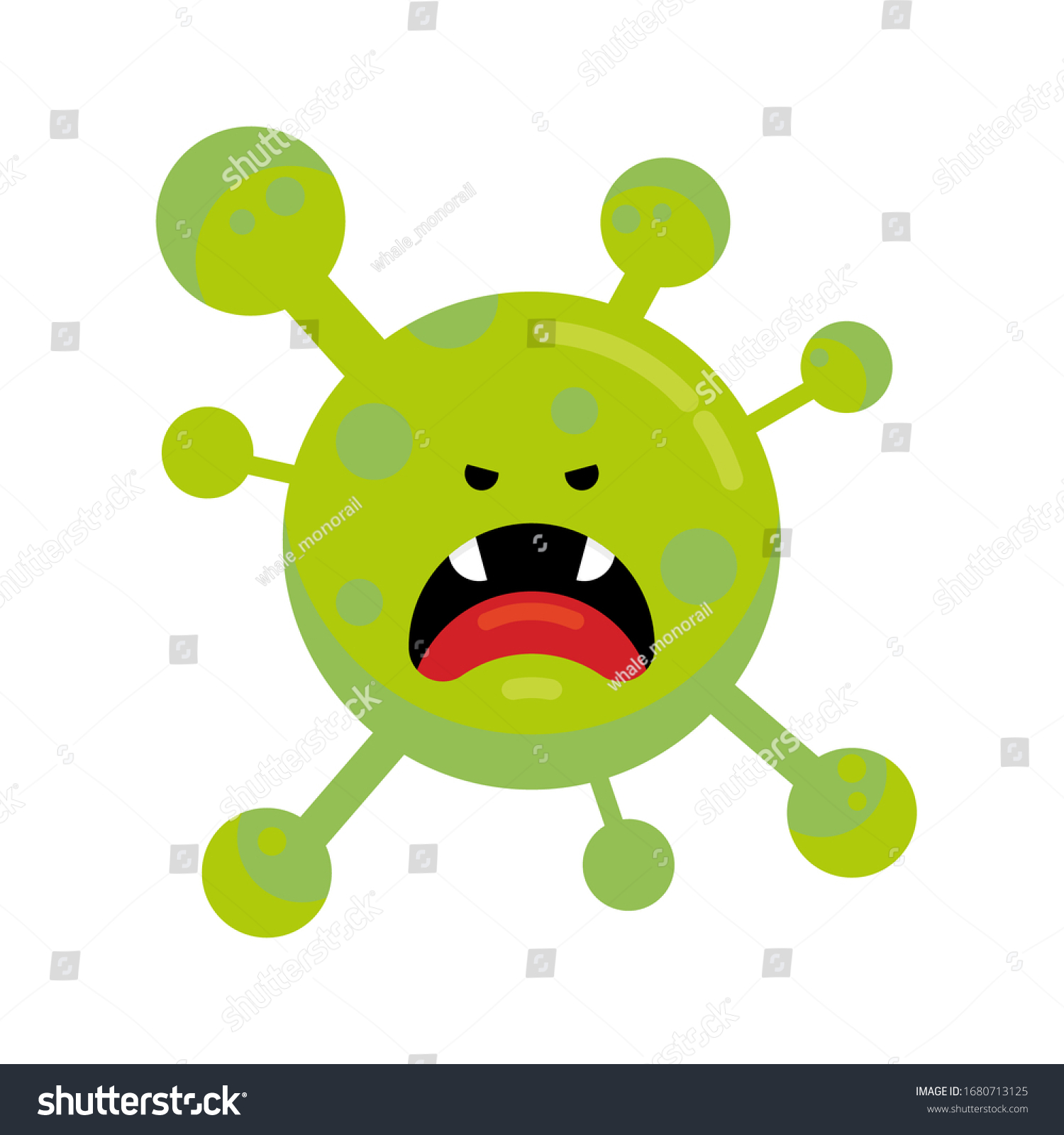 Flat Cartoon Covid2019 Coronavirus Monster Character Stock Vector Royalty Free 1680713125