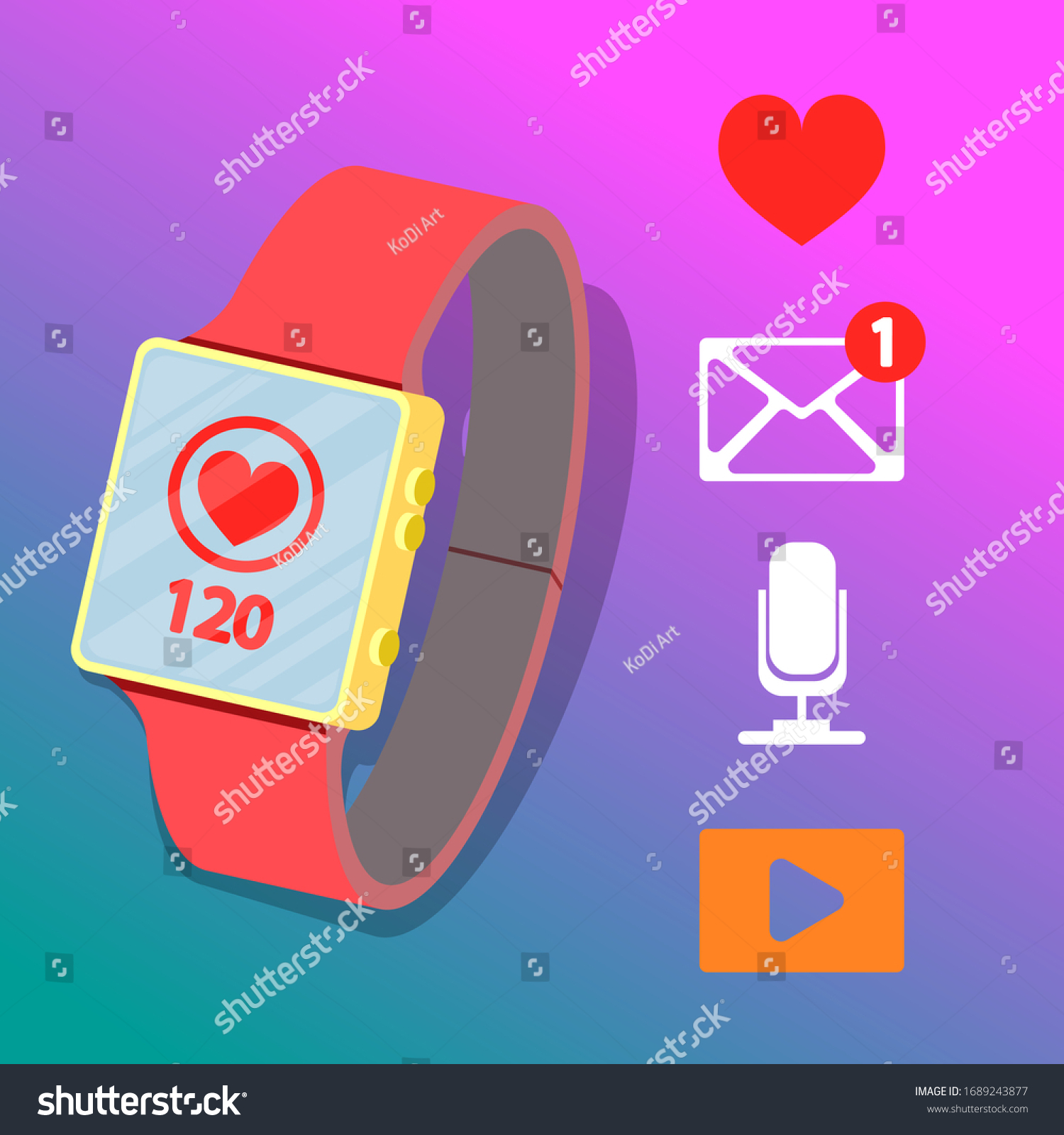 flat-cartoon-illustration-smart-watch-icons-stock-vector-royalty-free