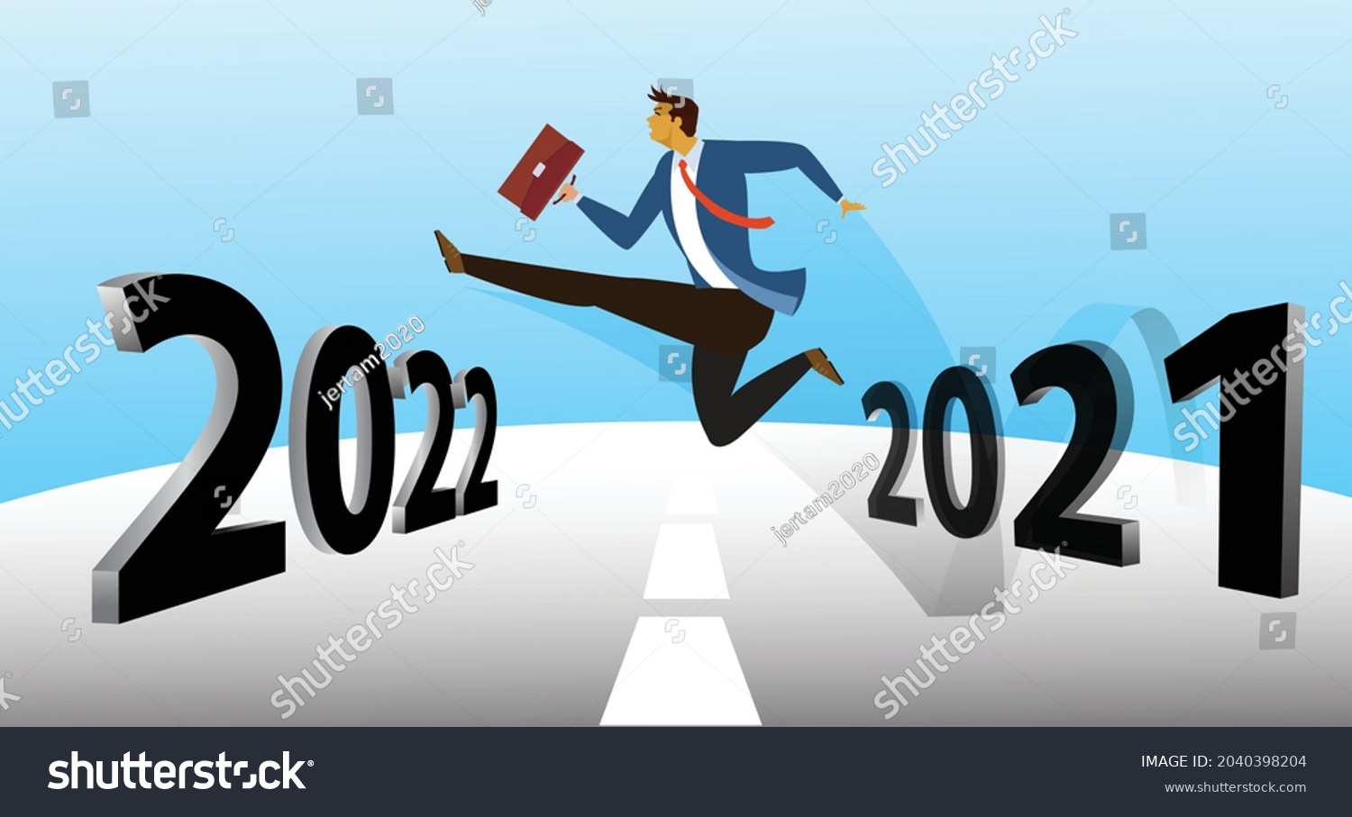 Flat Cartoon Image Business Man Blue Stock Vector (Royalty Free) 2040398204