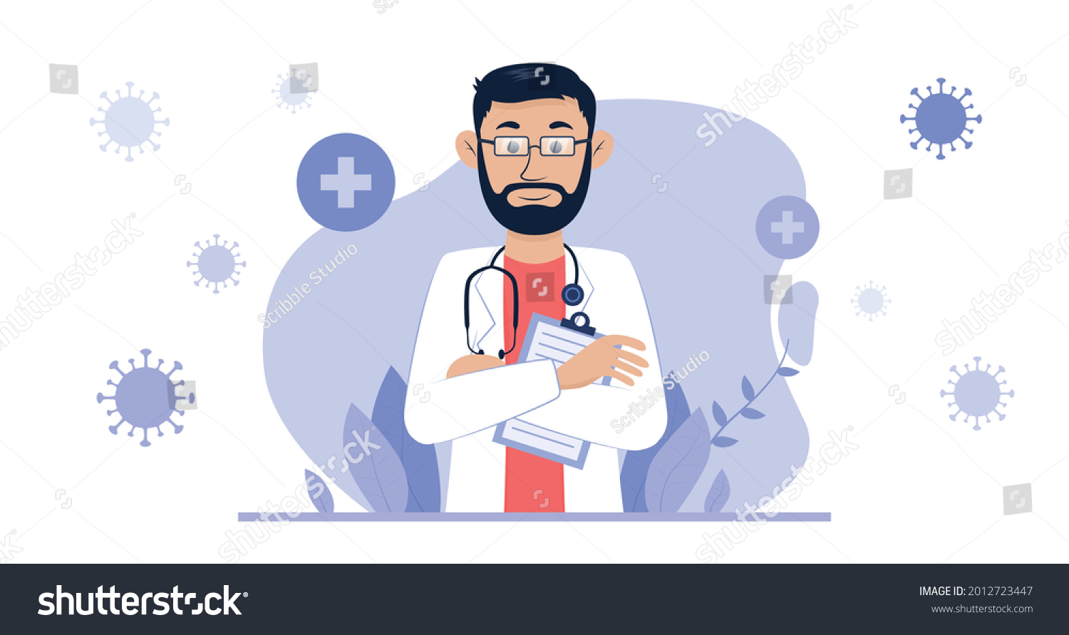 Flat Cartoon Vector Doctor Cartoon Style Stock Vector (Royalty Free ...