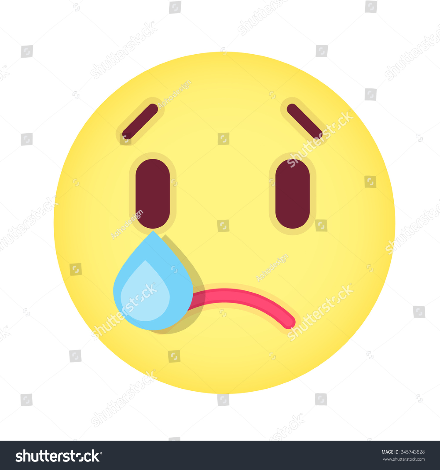 Flat Crying Emoticon Isolated Vector Illustration Stock Vector (Royalty ...