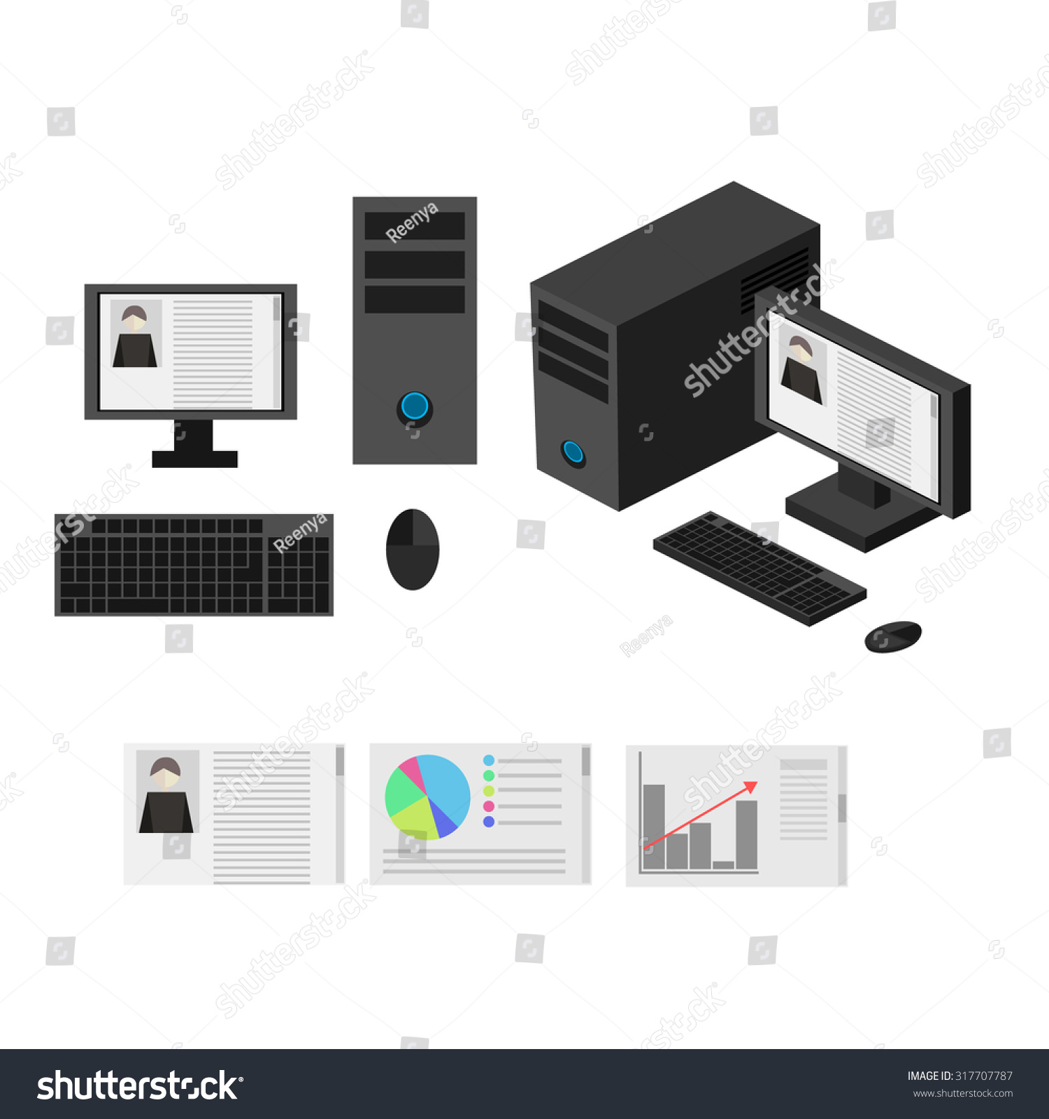Flat 3d Isometric Computerized Technology Designer Stock Vector ...