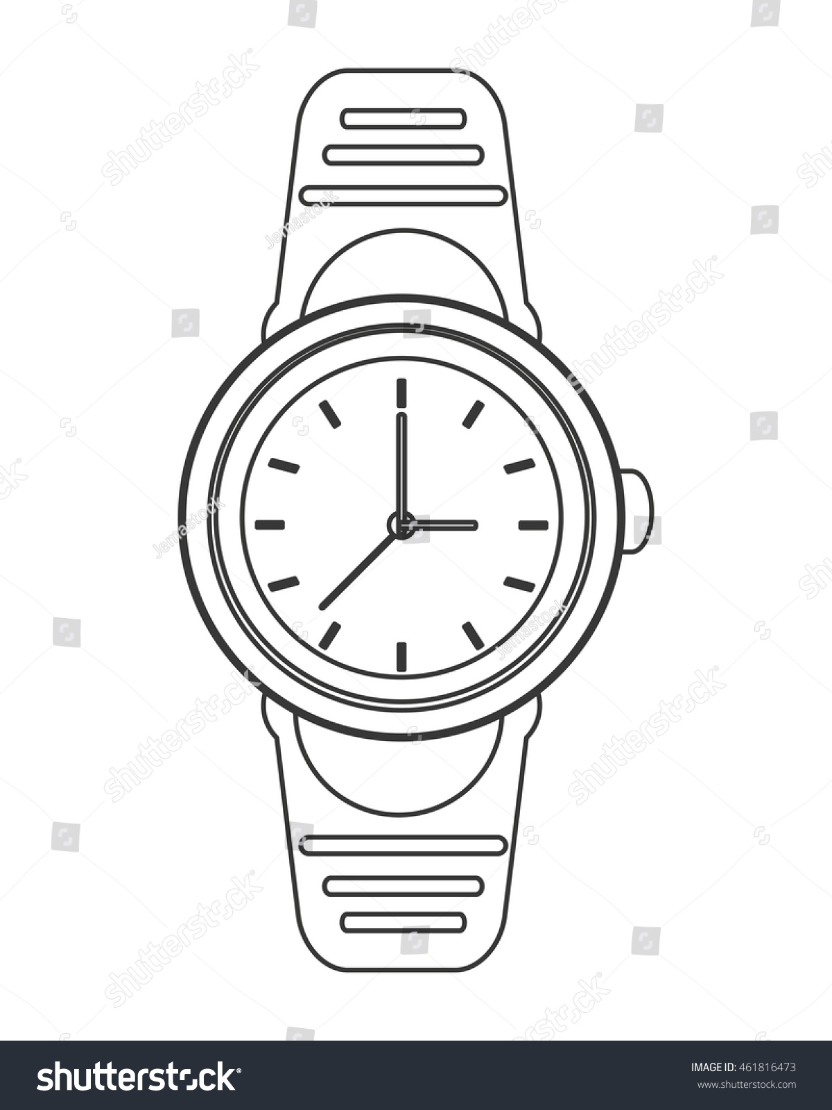 Flat Design Analog Watch Icon Vector Stock Vector (Royalty Free) 461816473