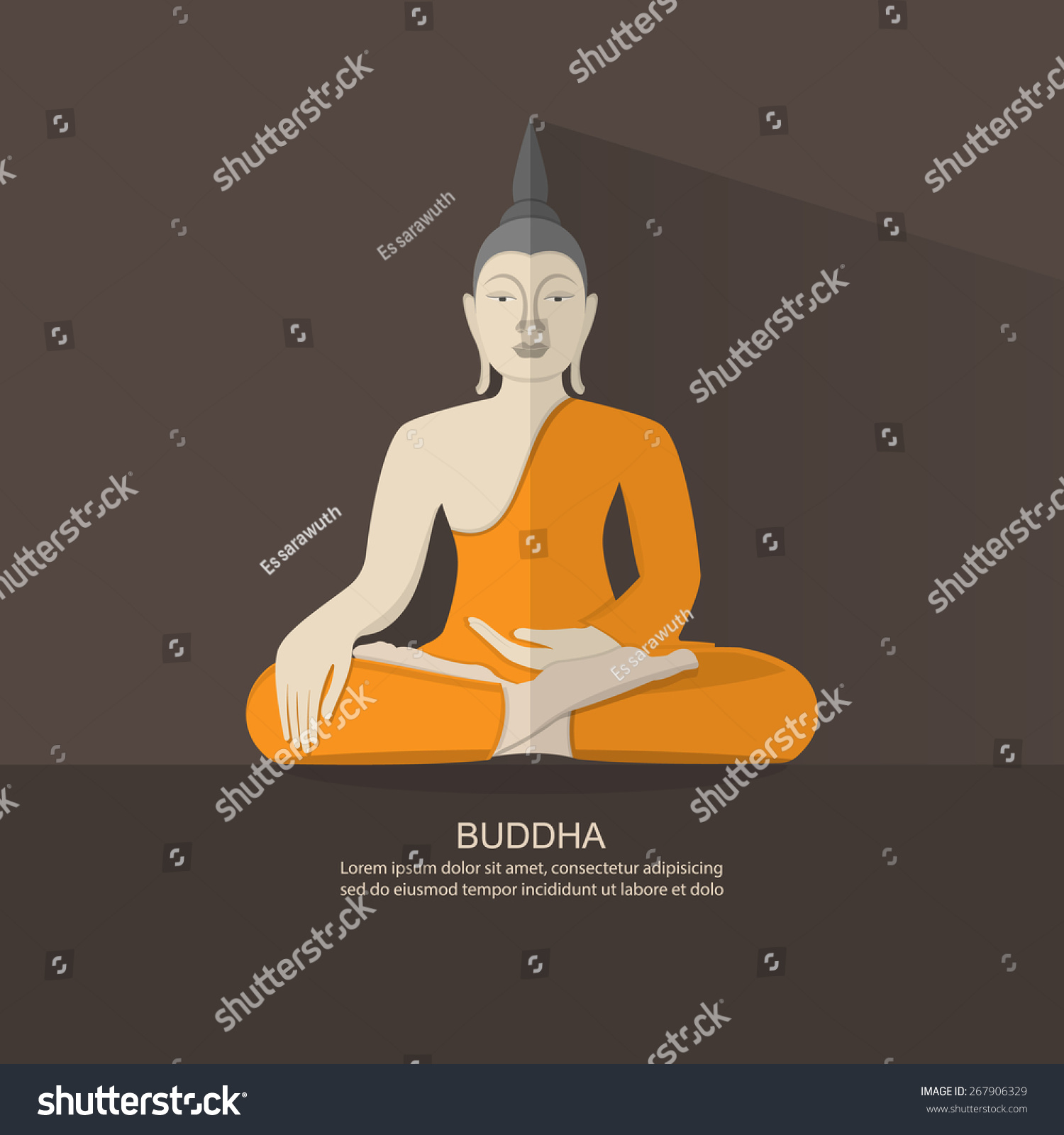 Flat Design Buddha.Vector - 267906329 : Shutterstock