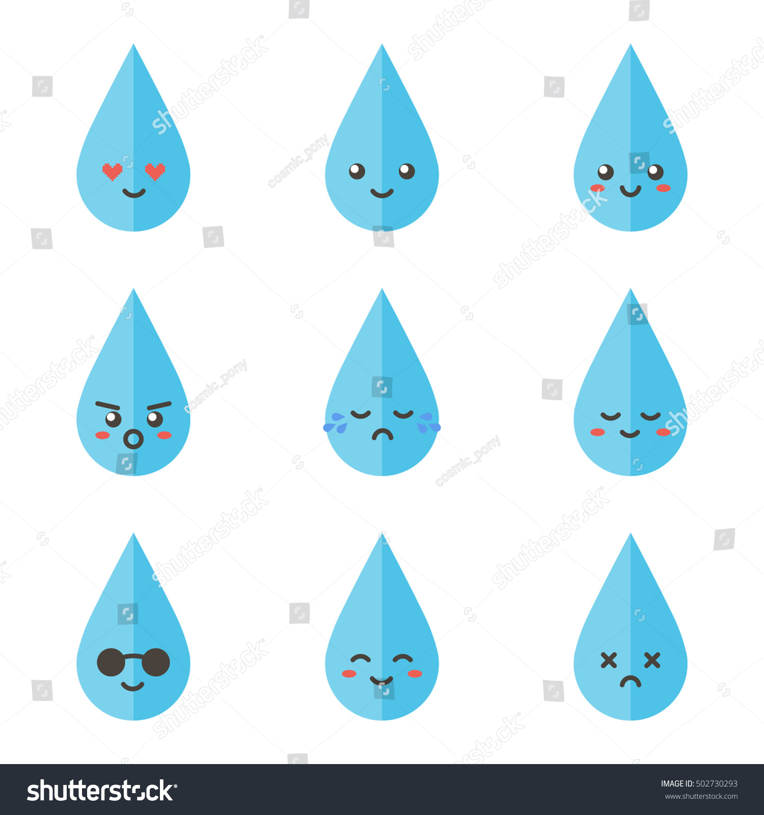 Flat Design Cartoon Cute Water Drop Stock Vector 502730293 - Shutterstock