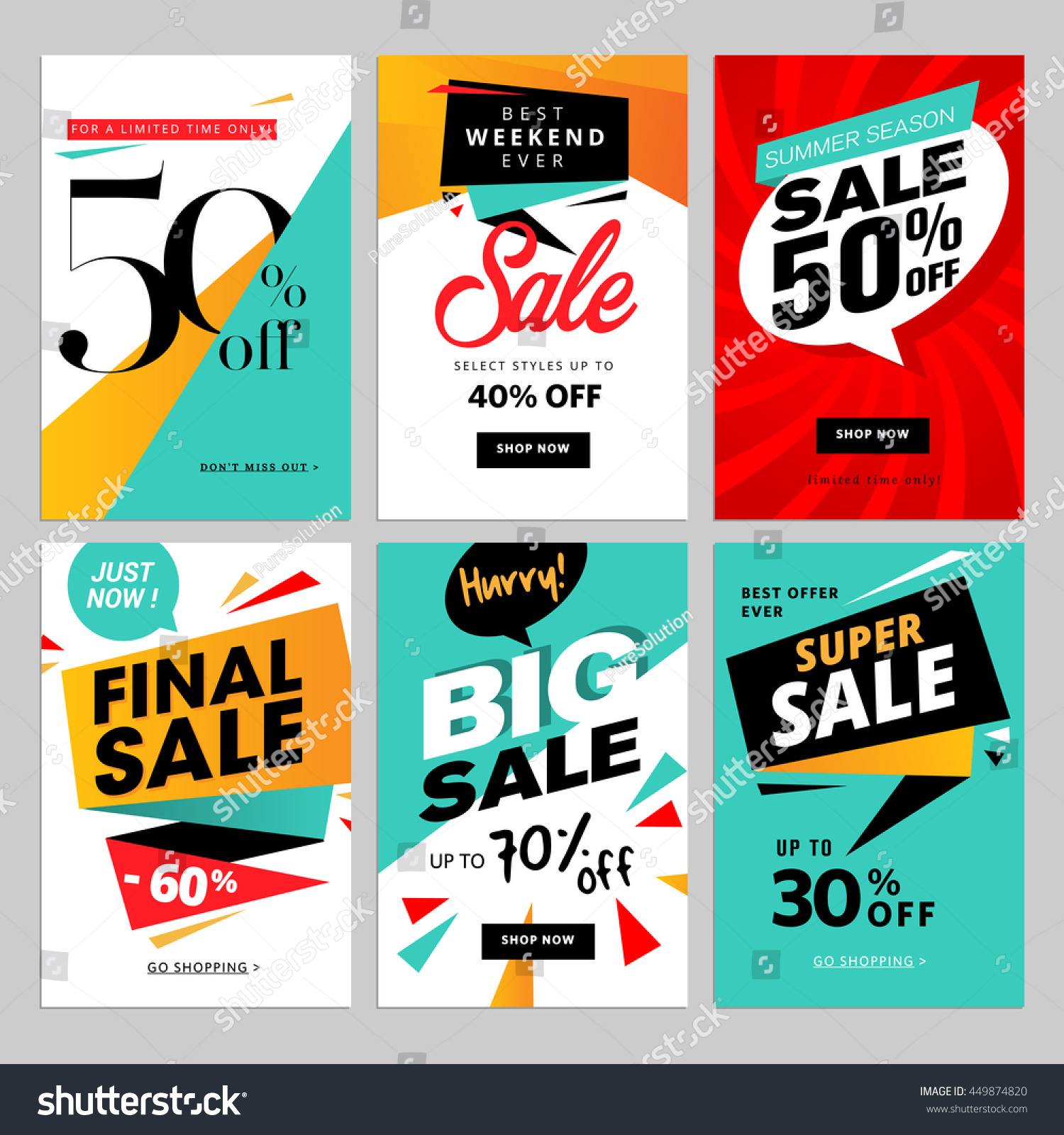 stock vector flat design eye catching sale website banners for mobile phone vector illustrations for social 449874820