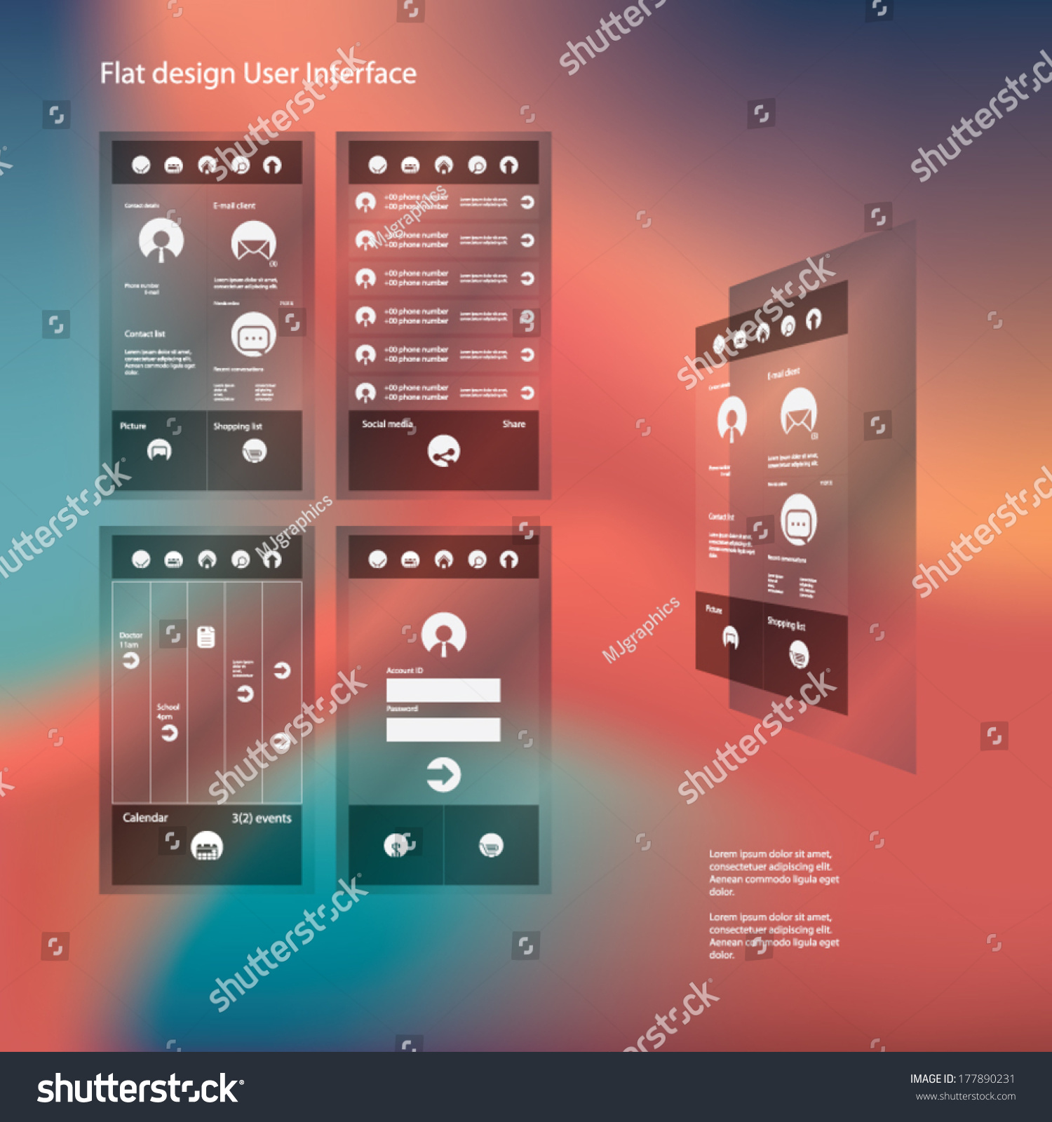 Flat Design Graphic User Interface Concept With Space For Text Suitable ...