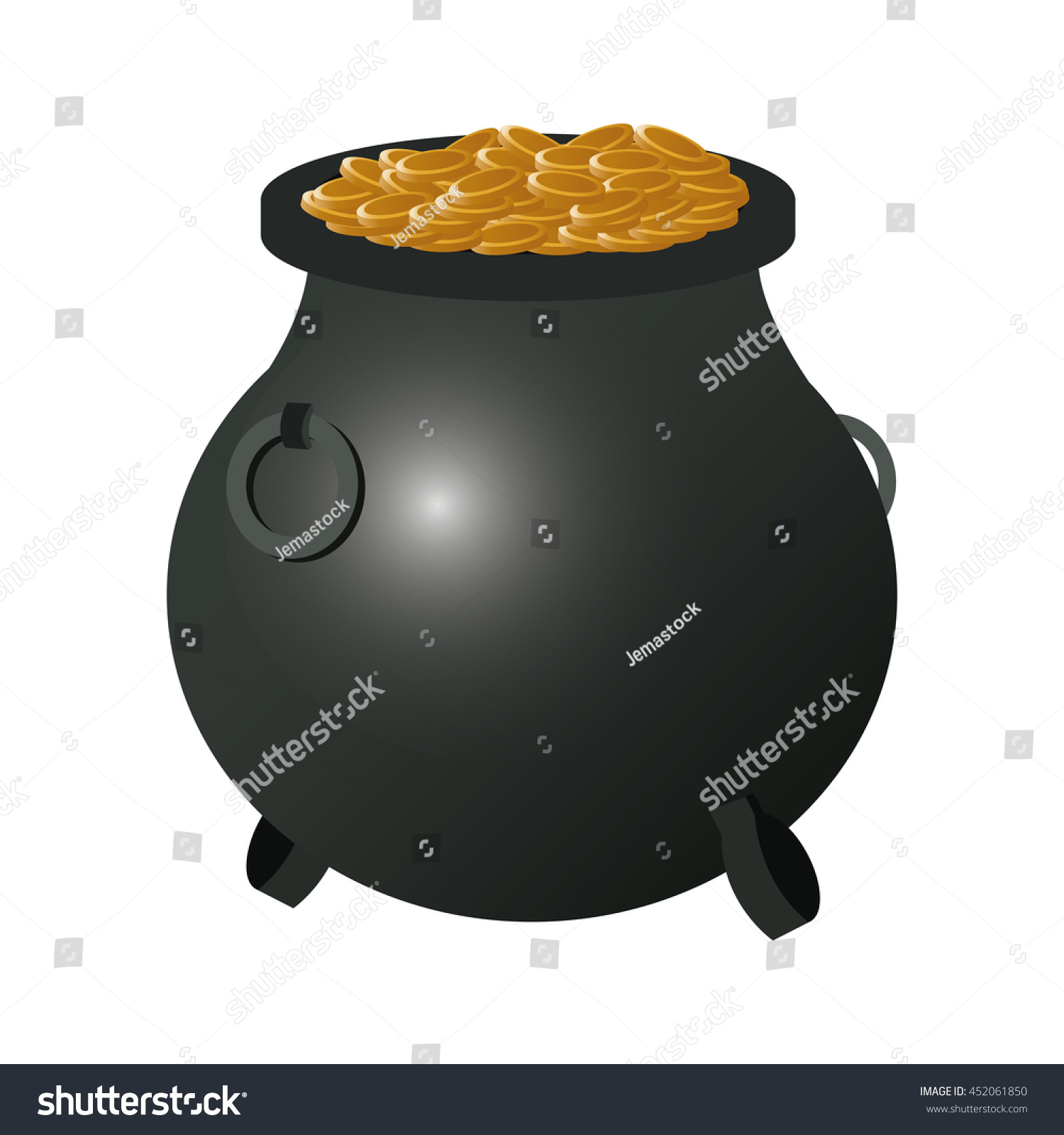 Flat Design Lucky Pot O Gold Stock Vector (Royalty Free) 452061850