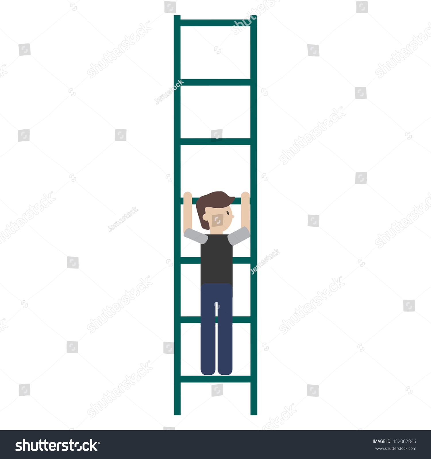 Flat Design Man Climbing Ladder Icon Stock Vector (Royalty Free) 452062846