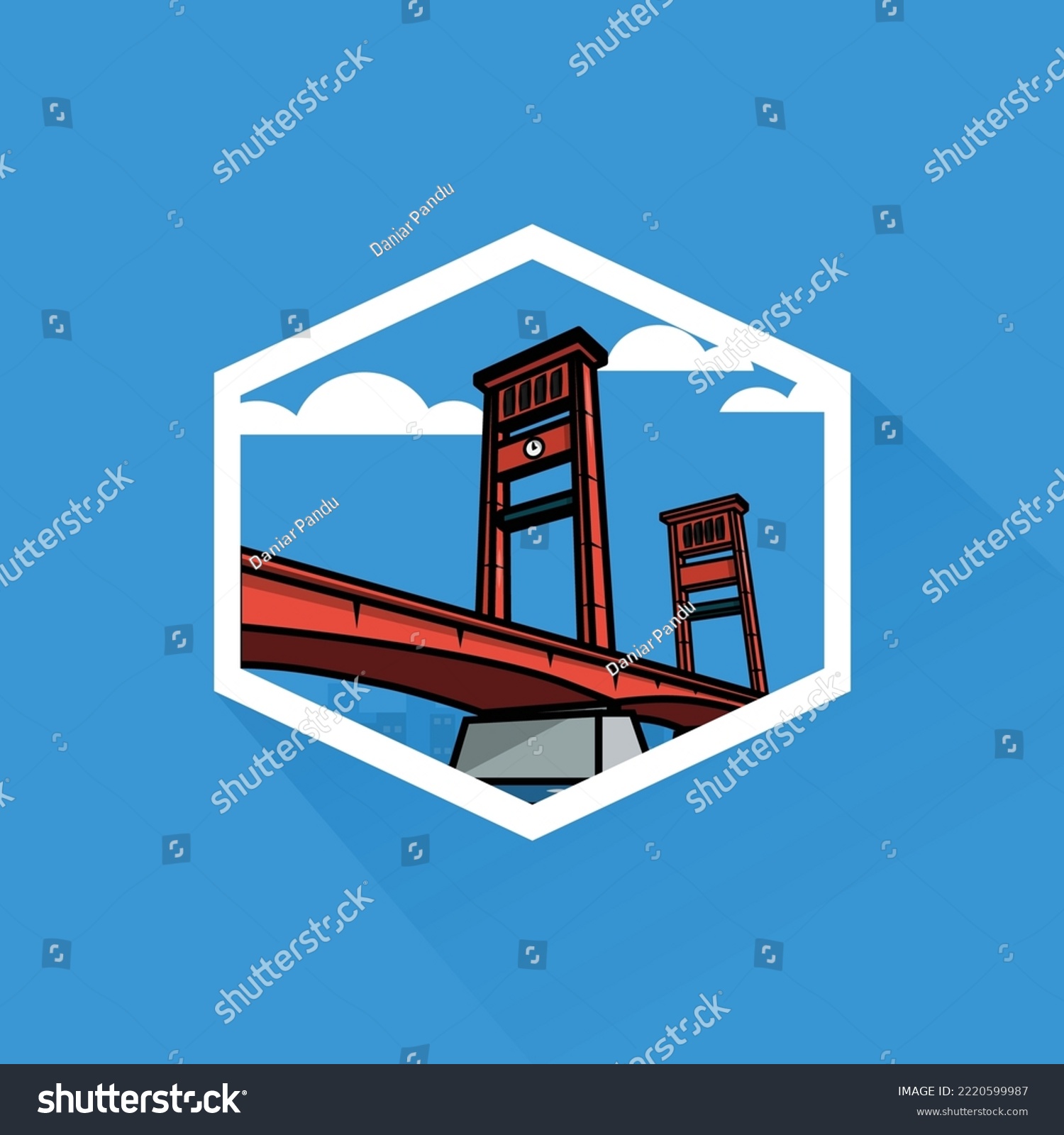 SVG of Flat Design of Ampera Bridge, can be used as Sticker, Logo, and Poster svg