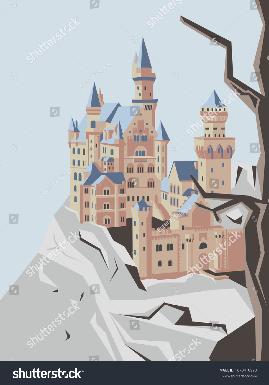 SVG of Flat design of Neuenstein castle in germany svg