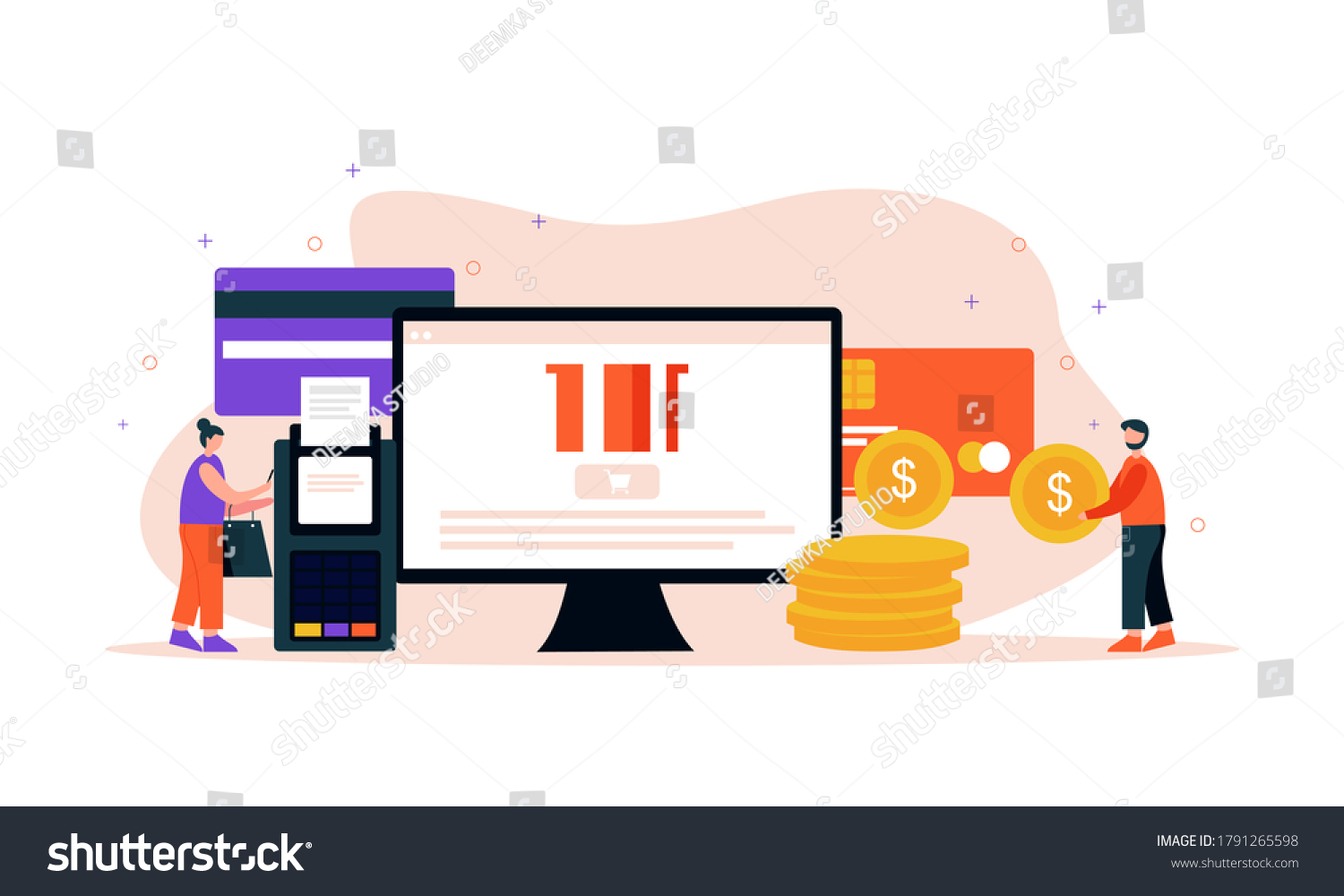 Flat Design Payment Gateway Illustration Concept Stock Vector Royalty