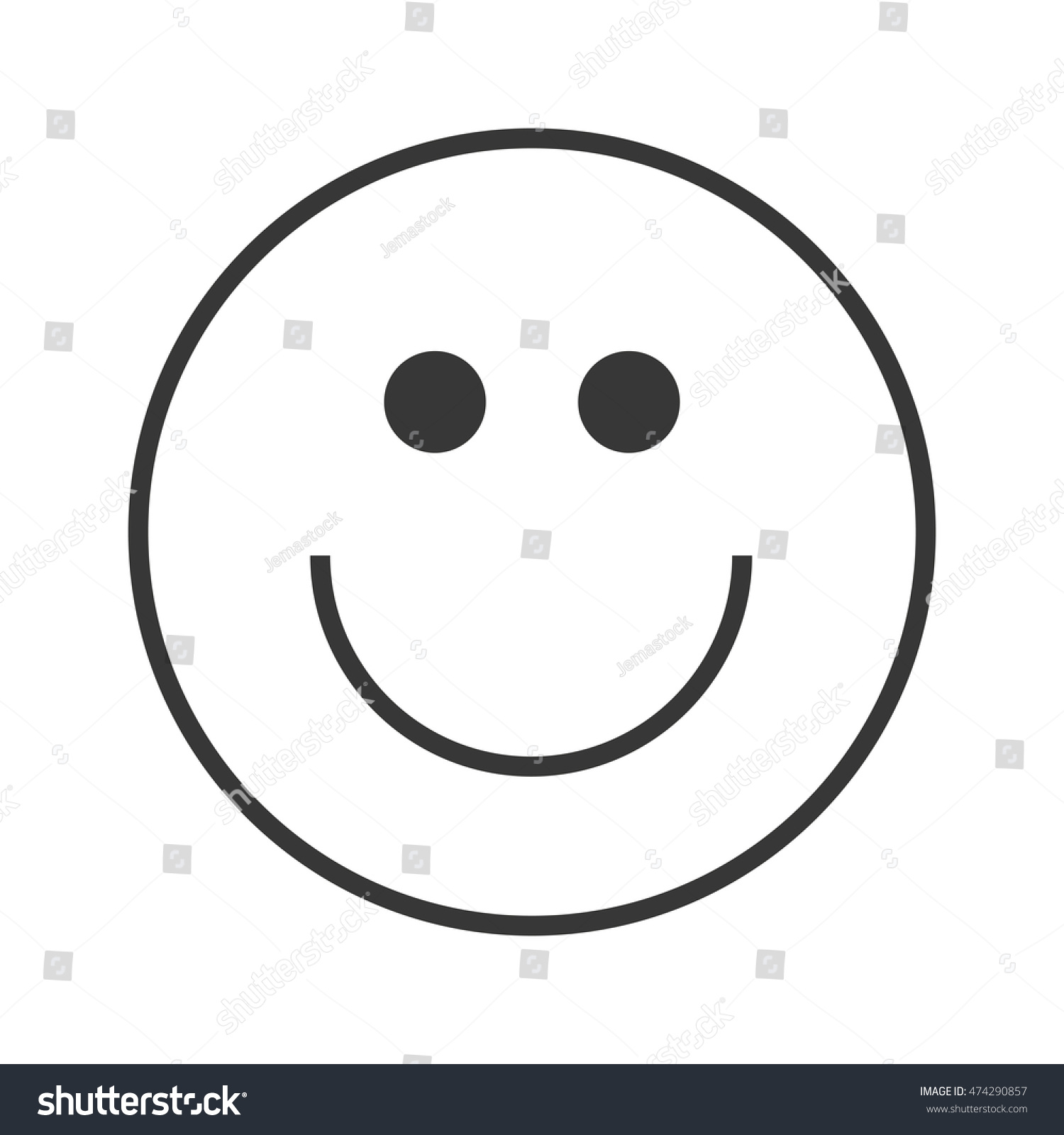 Flat Design Smile Emoticon Icon Vector Illustration - 474290857 ...