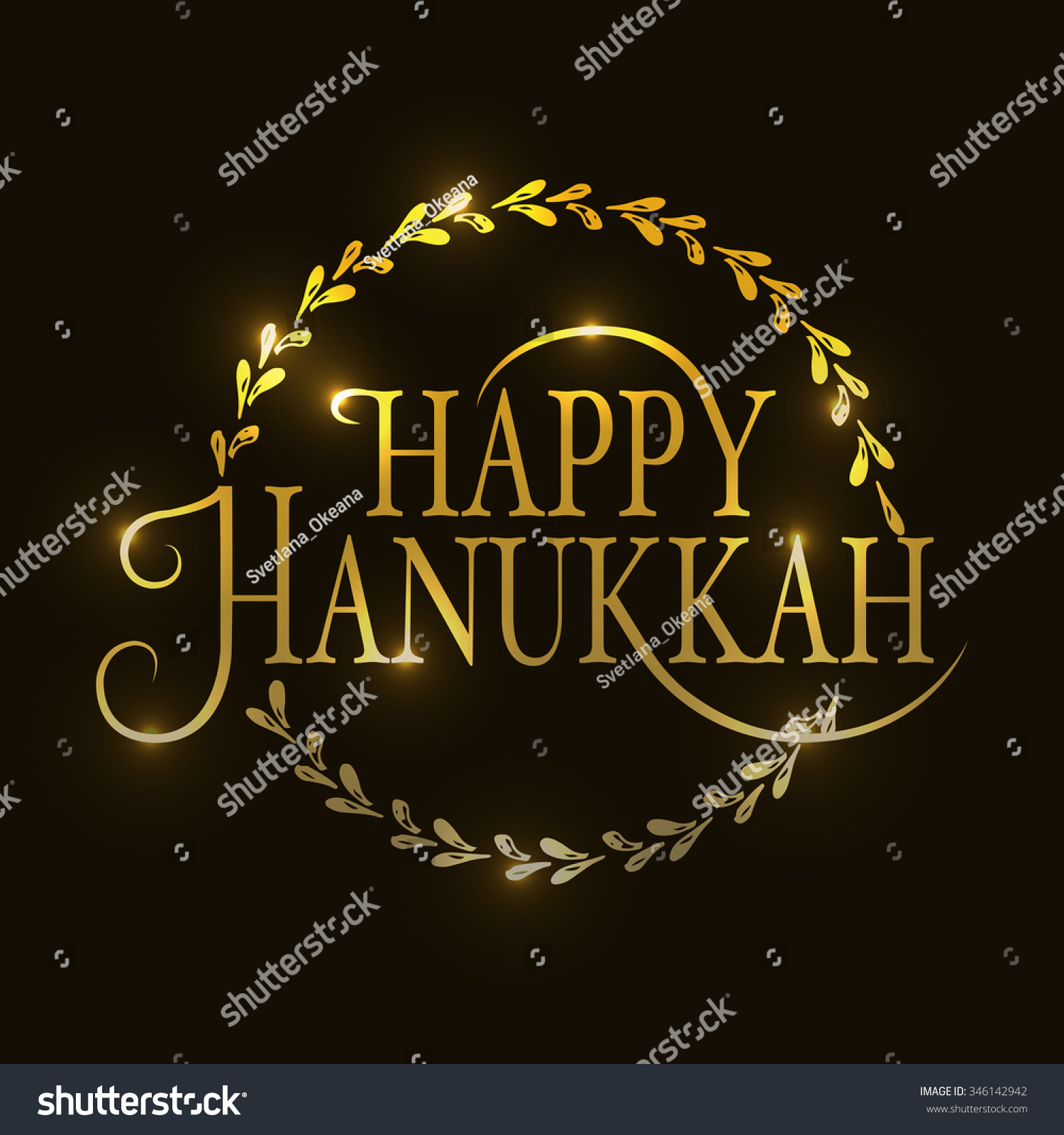 Flat design style Happy Hanukkah logotype badge and icon typography Lettering of jewish holiday