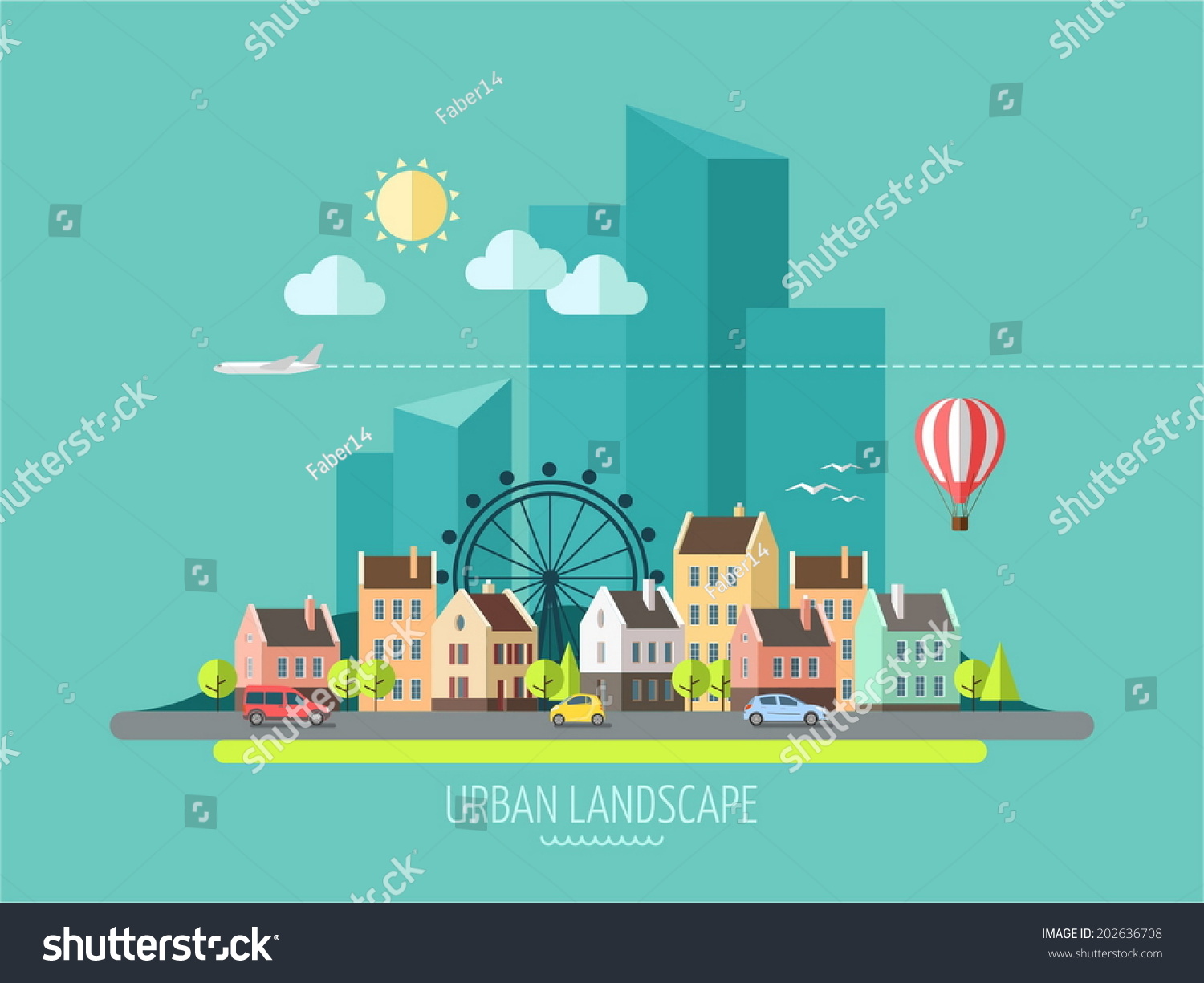 Flat Design Urban Landscape Illustration Stock Vector 202636708 ...