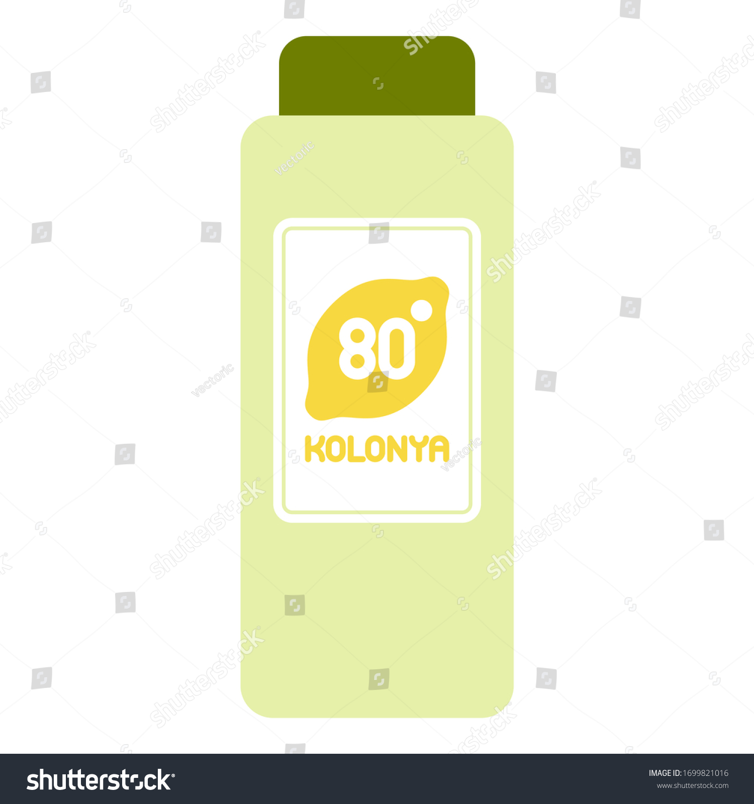 SVG of Flat design vector illustration of cologne (Turkish kolonya) bottle with label svg