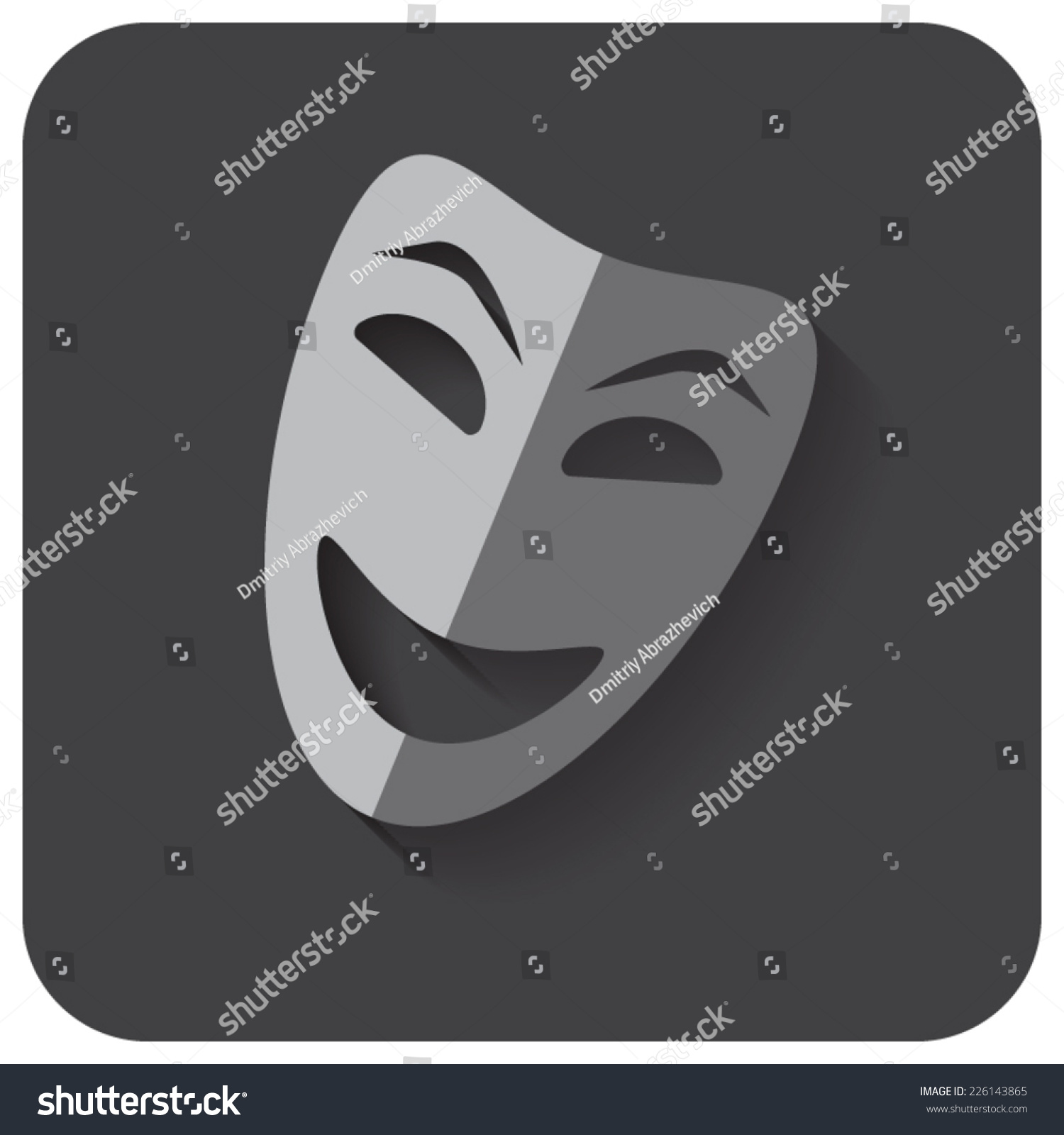 Flat Designed Theater Happy Mask Icon Stock Vector Royalty Free