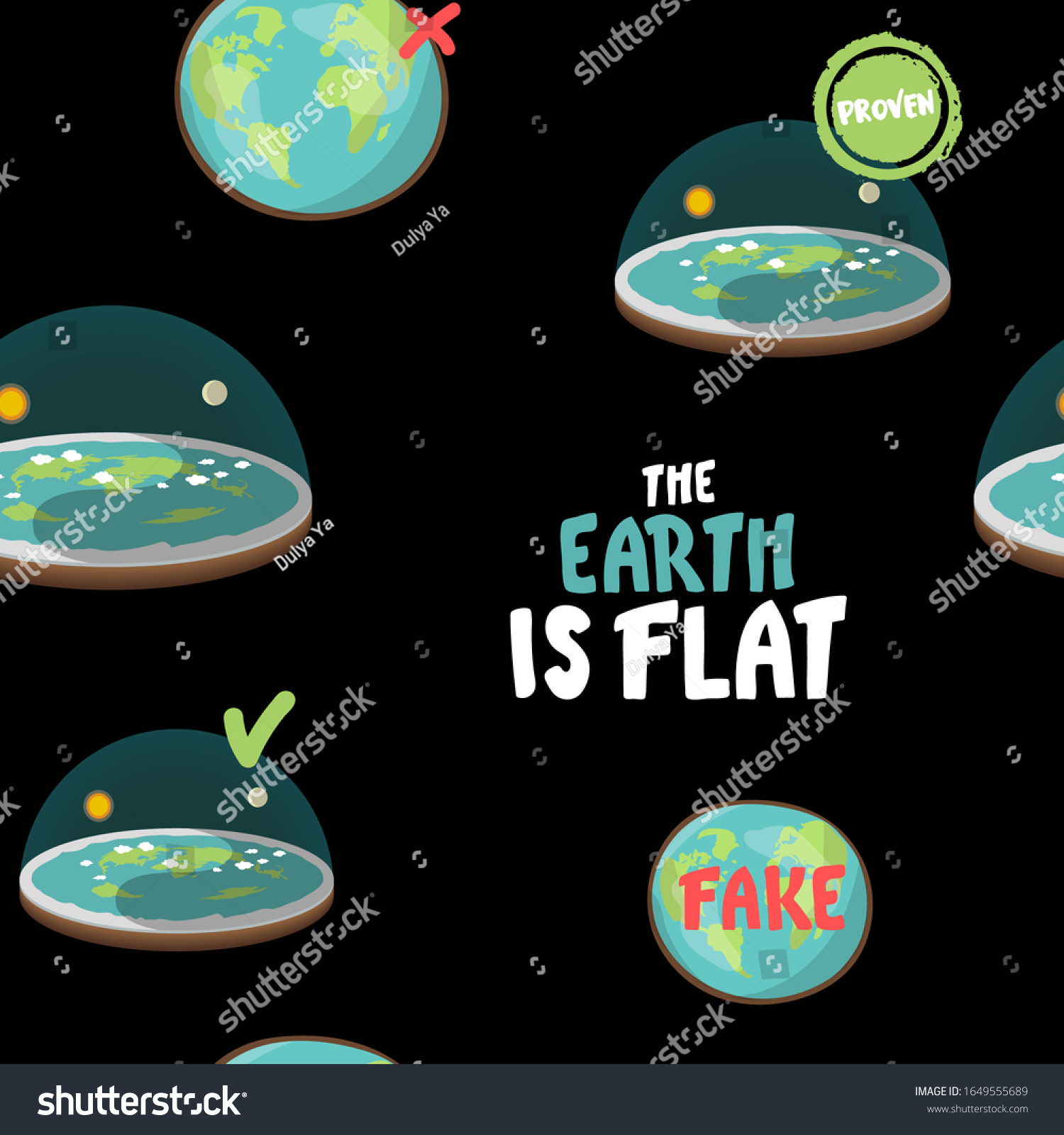 Flat Earth On Black Background Seamless Stock Vector Royalty Free 1649555689